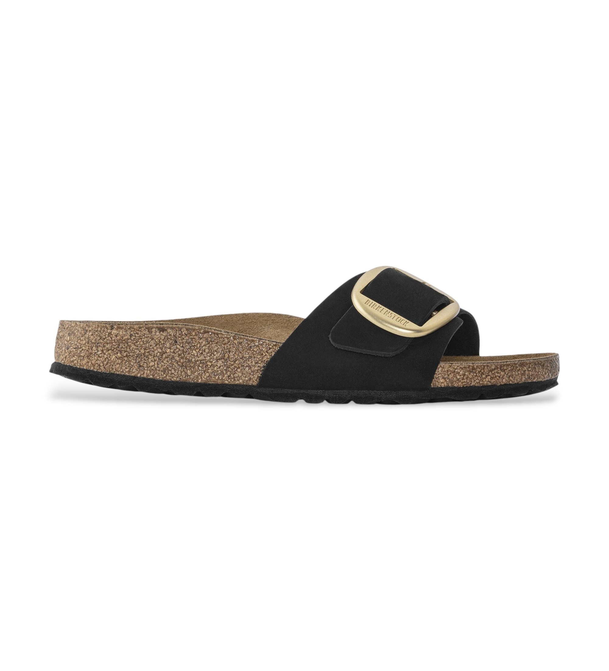 Birkenstock für Damen. 1023373 Leder-Sandalen Madrid Big Buckle (Schmale Passform) schwarz (36), Wohnung, Keine, Lässig