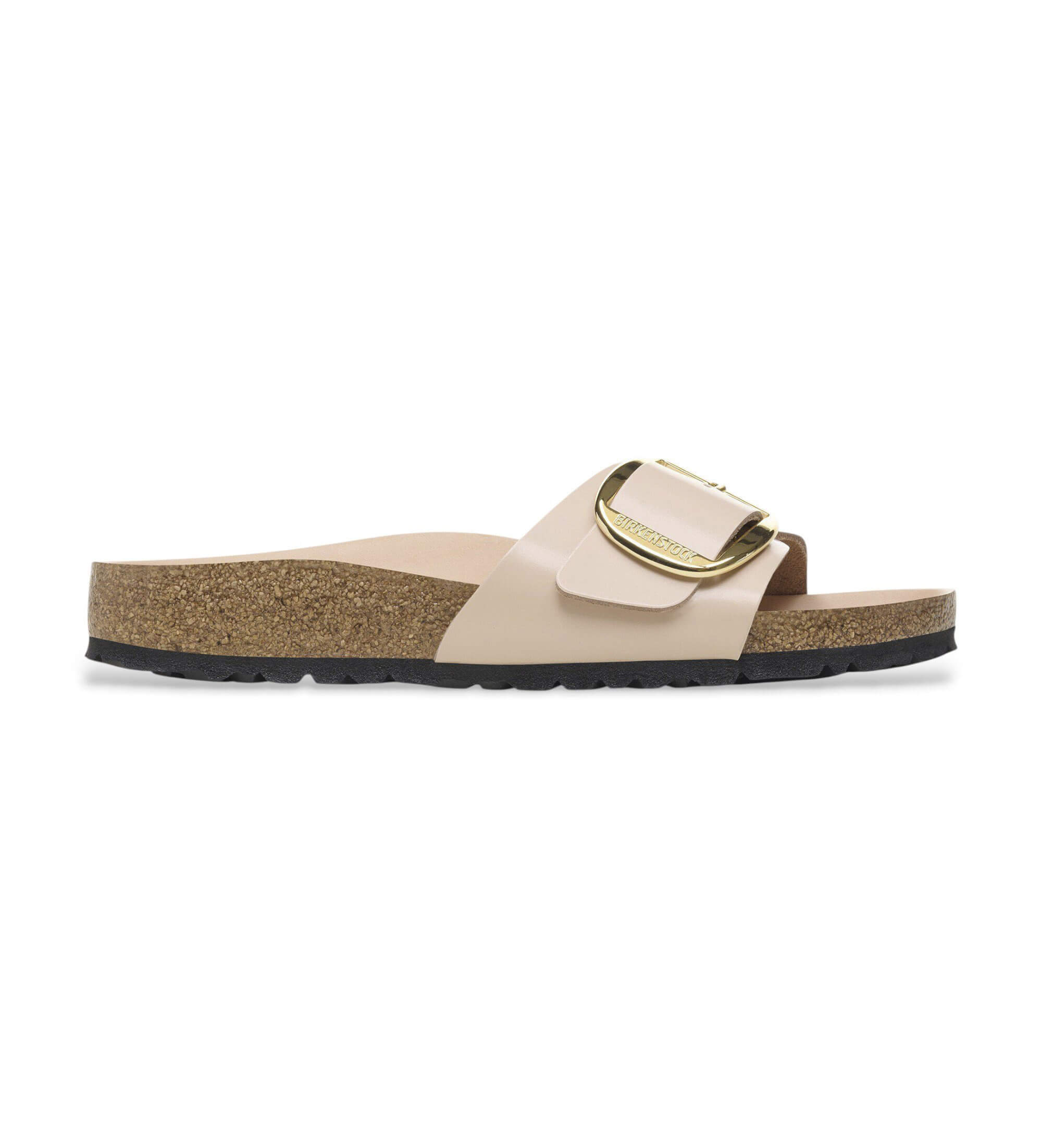 Birkenstock für Damen. 1026496 Leder-Sandalen Madrid Big Buckle (Schmale Passform) beige (38), Wohnung, Keine, Lässig