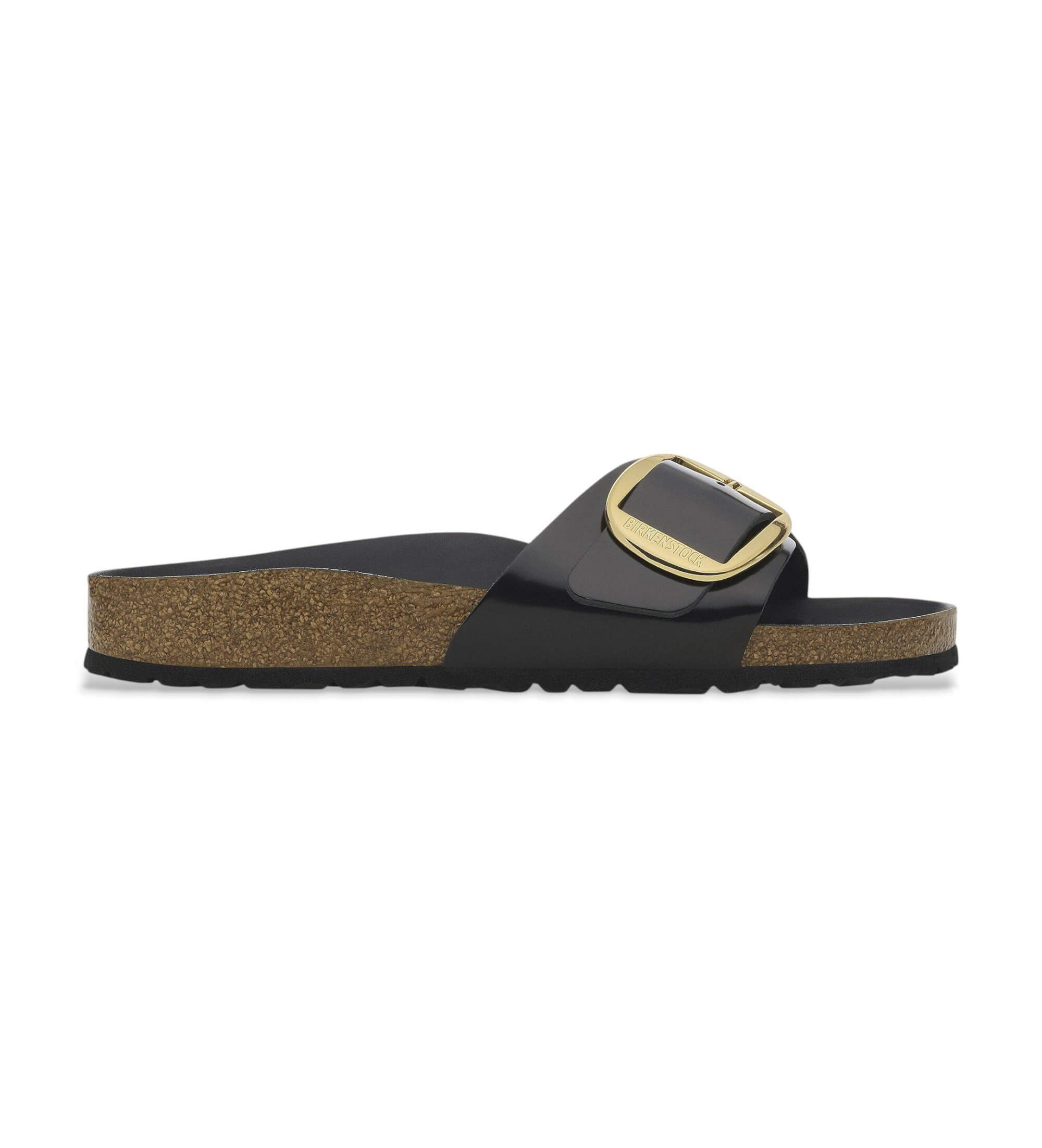 Birkenstock für Damen. 1022650 Leder-Sandalen Madrid Big Buckle (Schmale Passform) schwarz (38), Wohnung, Keine, Lässig