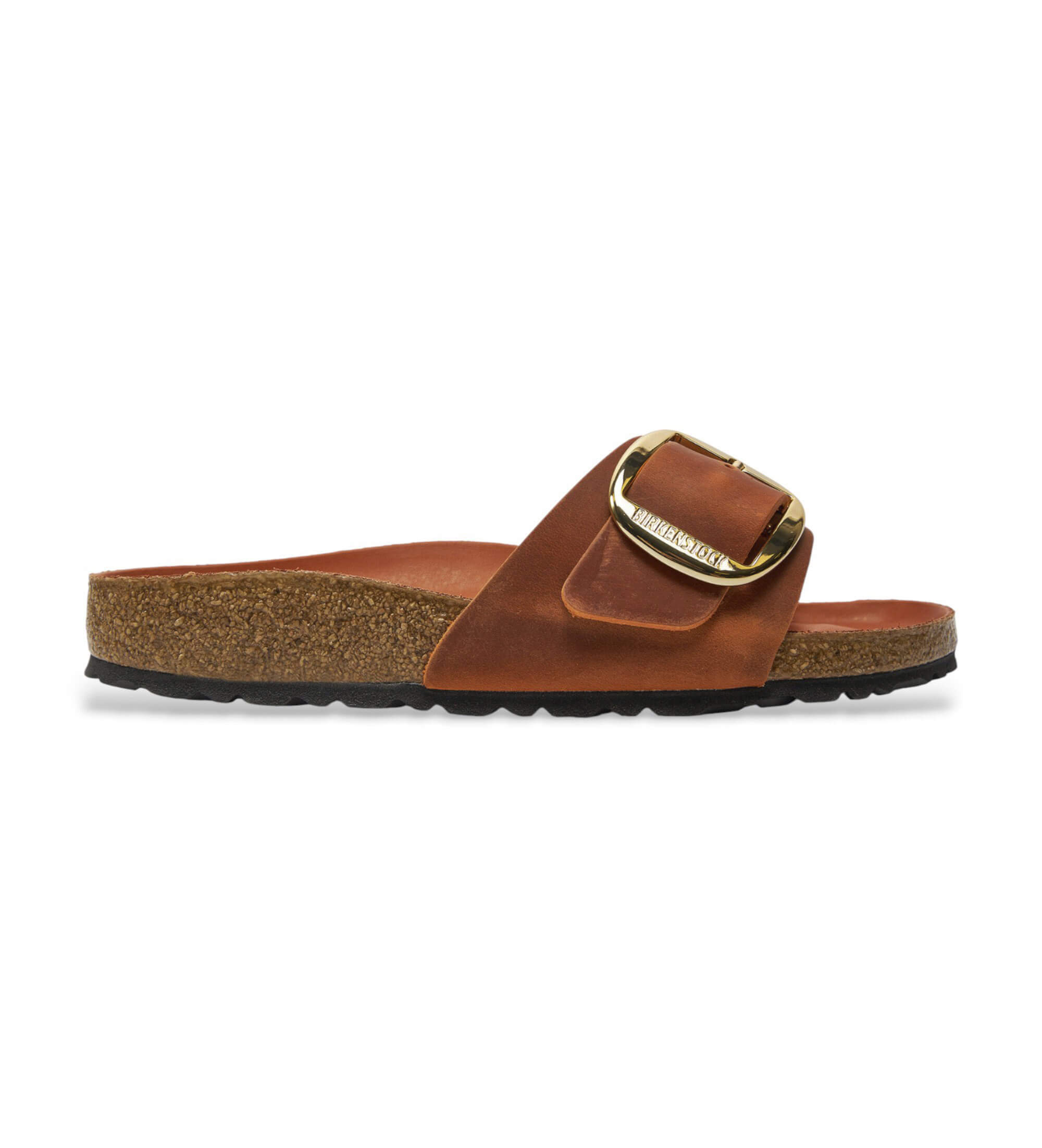 Birkenstock für Damen. 1026632 Sandalen aus Leder Madrid Big Buckle Oiled (Schmale Passform) braun orange (36), Wohnung, Keine, Lässig