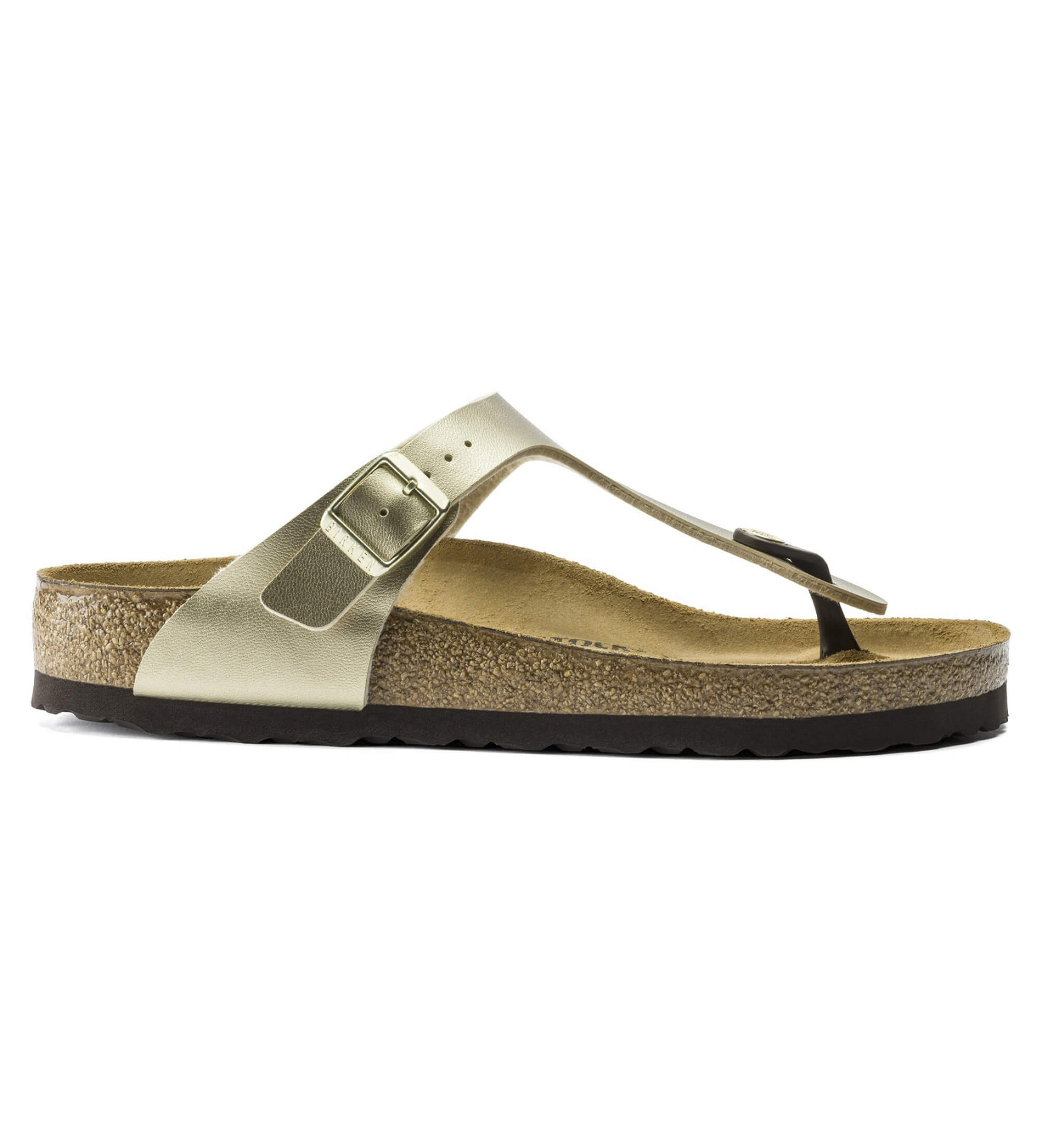 Birkenstock für Damen. 1016108 Sandalen Gizeh Birko-Flor (Reguläre Passform) gold (41), Wohnung, Keine, Lässig