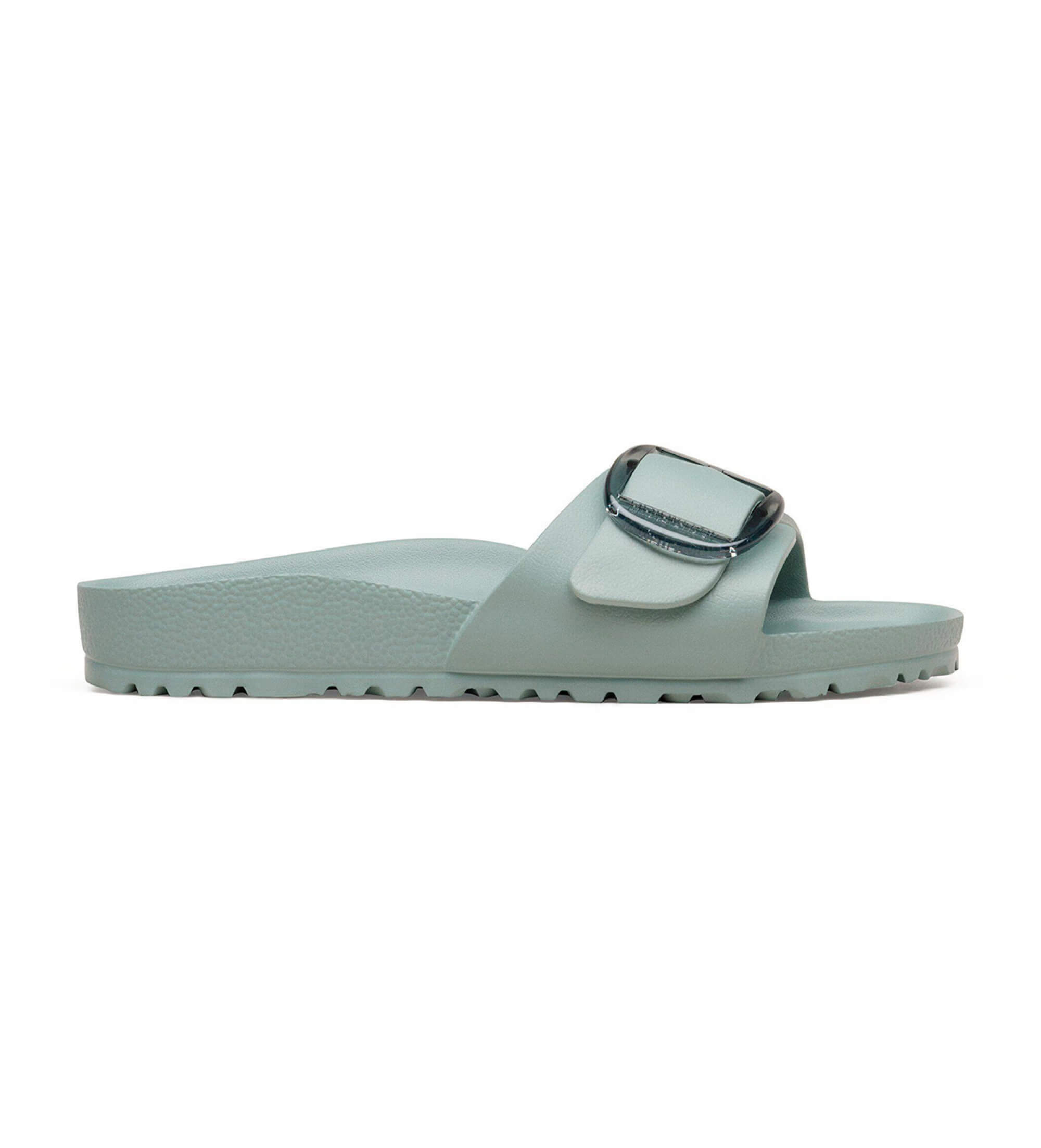 Birkenstock für Damen. 1031422 Sandalen Madrid Big Buckle EVA (Schmale Passform) türkis (41), Kunststoff, Wohnung, Schnalle, Lässig, Grün