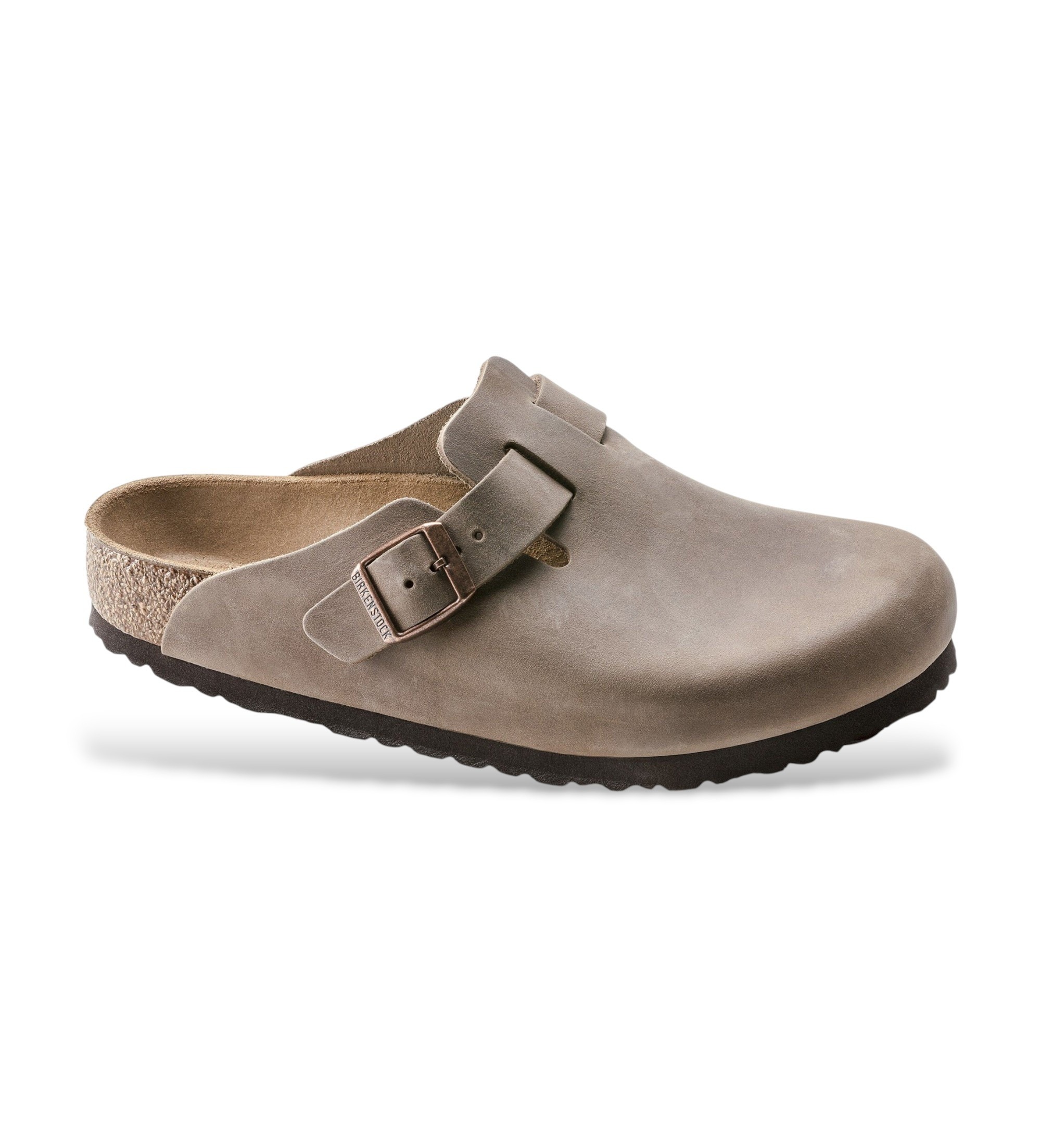 Birkenstock dla kobiet. 960813 Chodaki skórzane Boston Leo (wąskie dopasowanie) brązowe (38), Skóra, Brązowy, Mapa,
