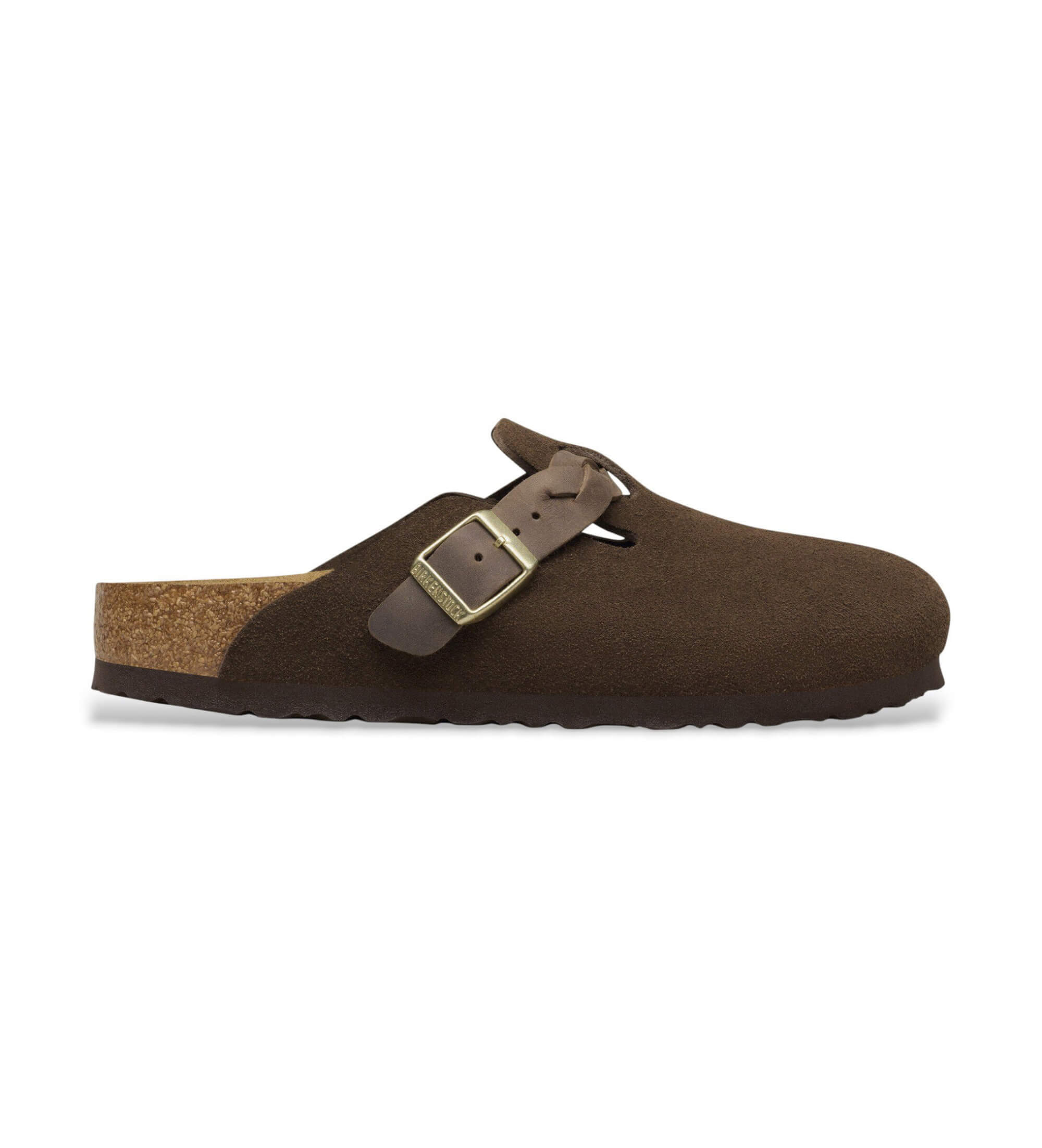 Birkenstockvoor vrouwen. 1031716 Leren Boston Braided klompen (smalle pasvorm) donkerbruin (36), Leer, Plat, Geen, Casual