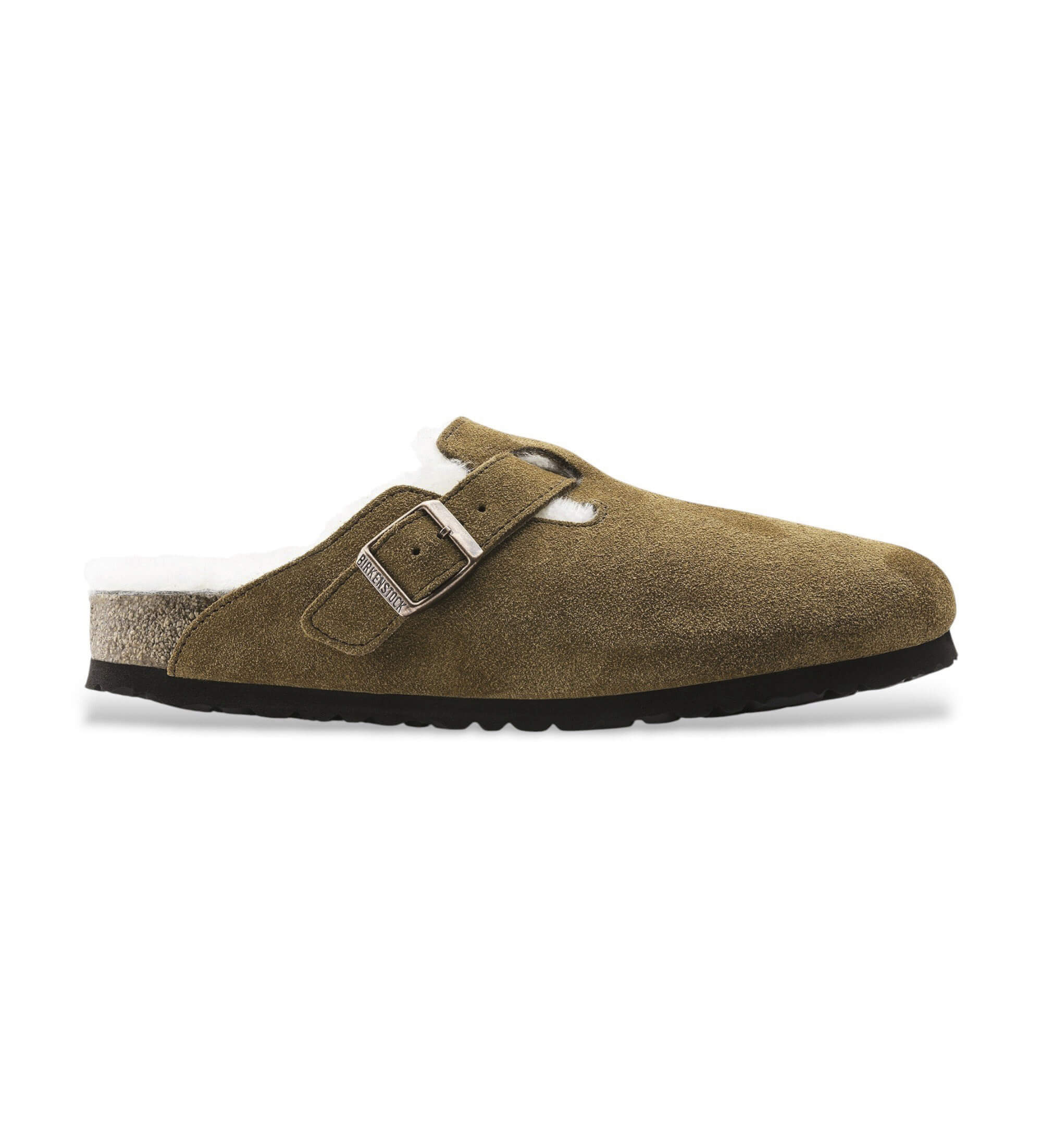 Birkenstock für Damen. 1001141 Clogs aus Leder Boston mit Lammfell (Schmale Passform) braun (36), Wohnung, Keine, Lässig