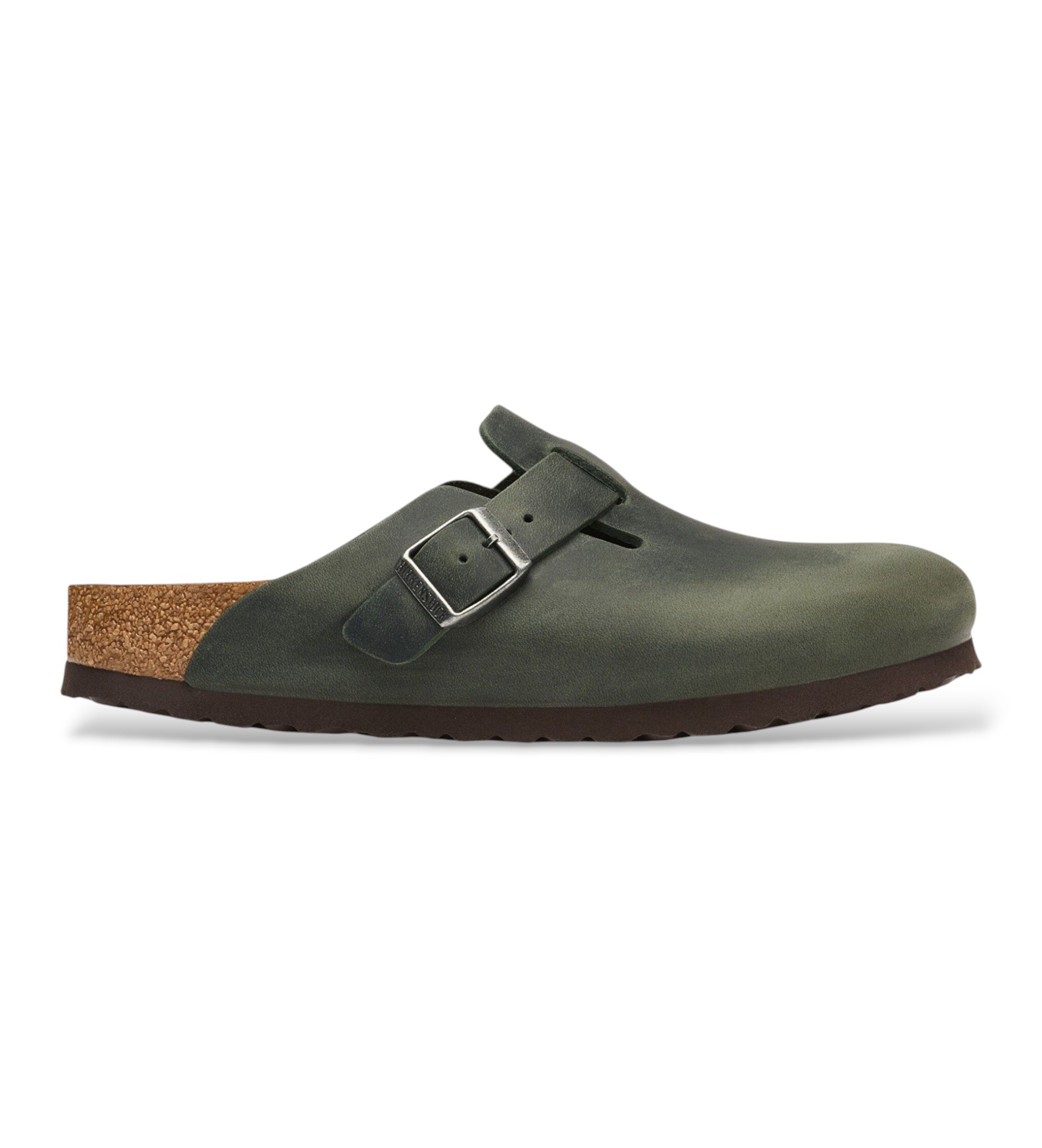 Birkenstock für Herren. 1032724 Leder-Clogs Boston Oiled (Reguläre Passform) grün (44), Wohnung, Keine, Lässig