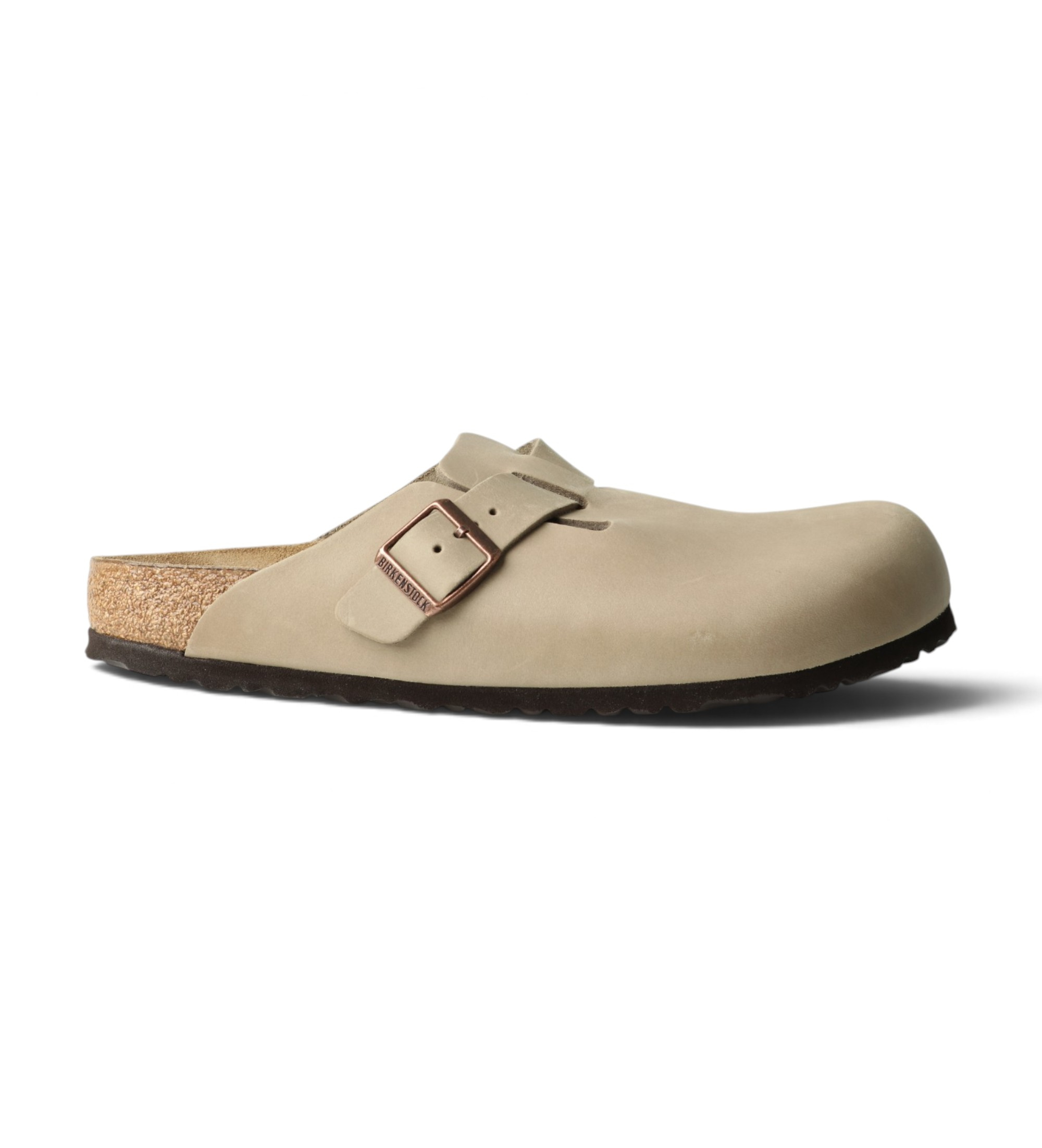 Birkenstockvoor mannen. 1019484 Leren Boston Soft Klompen (Smalle Pasvorm) beige (40), Leer, Plat, Geen, Casual