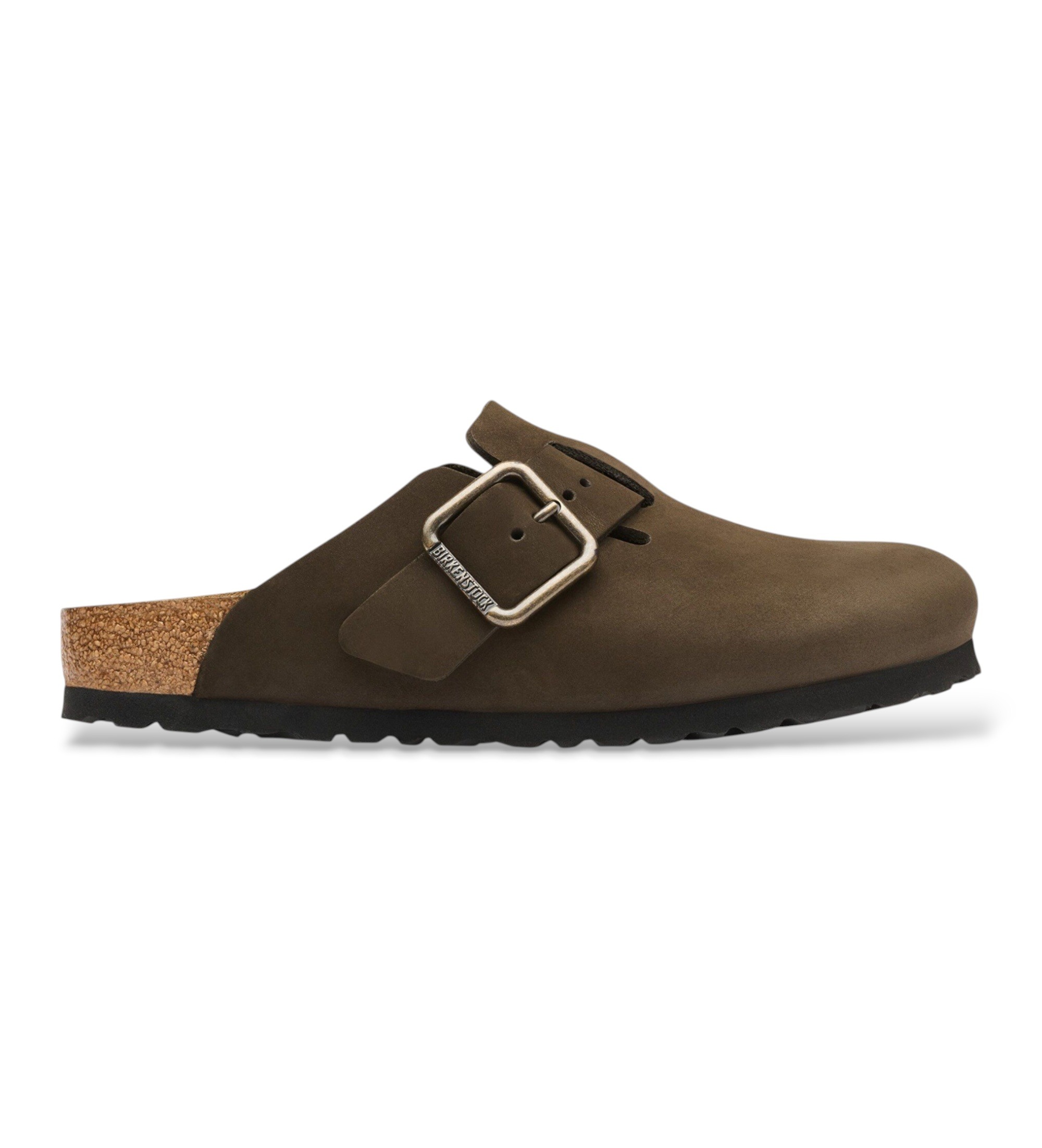 Birkenstock für Herren. 1032760 Lederpantoletten Boston Wire Buckle (reguläre Passform) braun (44), Wohnung, Nobuck, Keine, Lässig