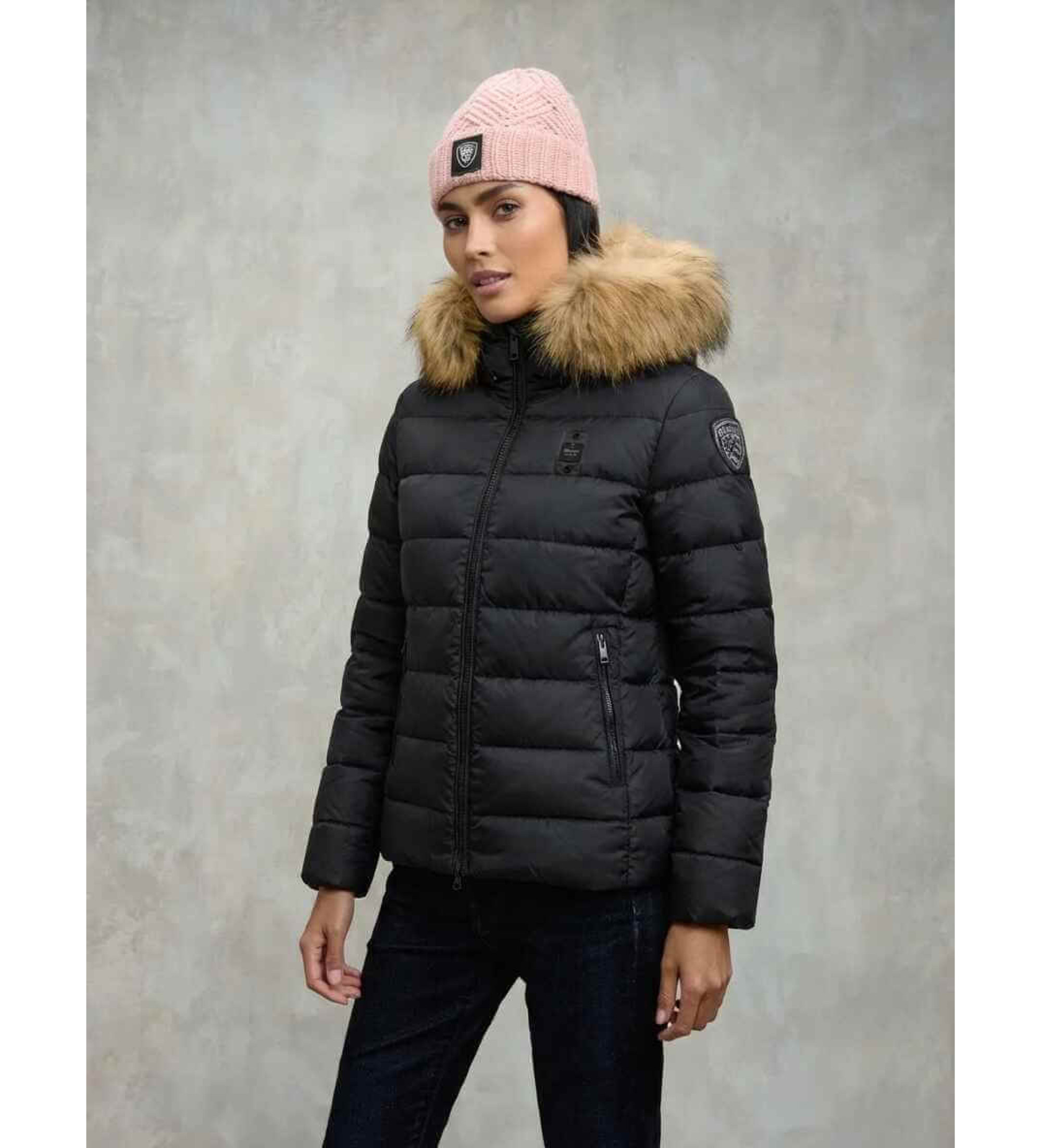 Blauer für Damen. 25WBLDC03099 Arcadia Mantel schwarz (L), Lässig, Polyester, Langarm