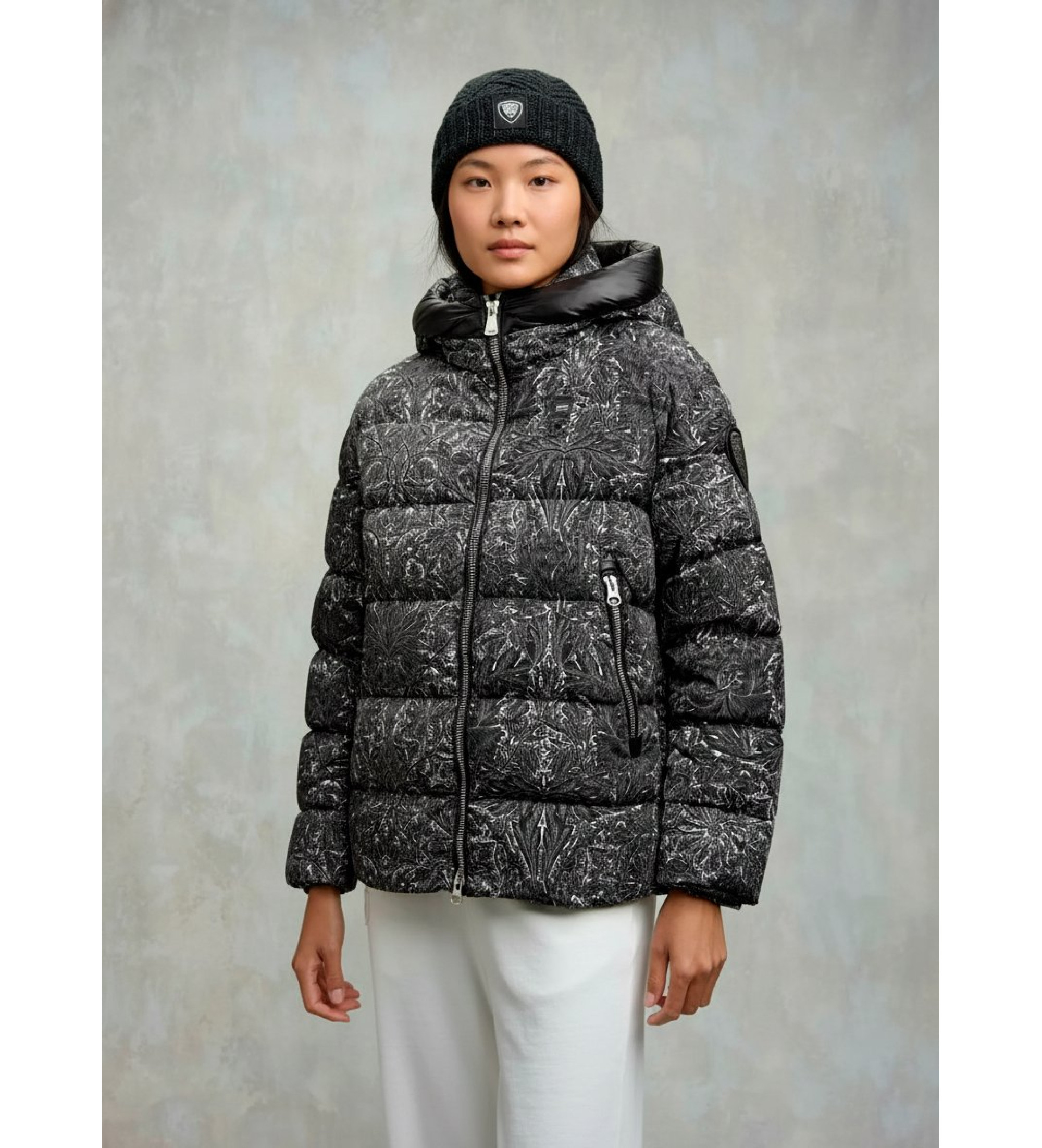 Blauer für Damen. 25WBLDC03347 Liberty Print Daunenmantel schwarz (XS), Lässig, Polyamid