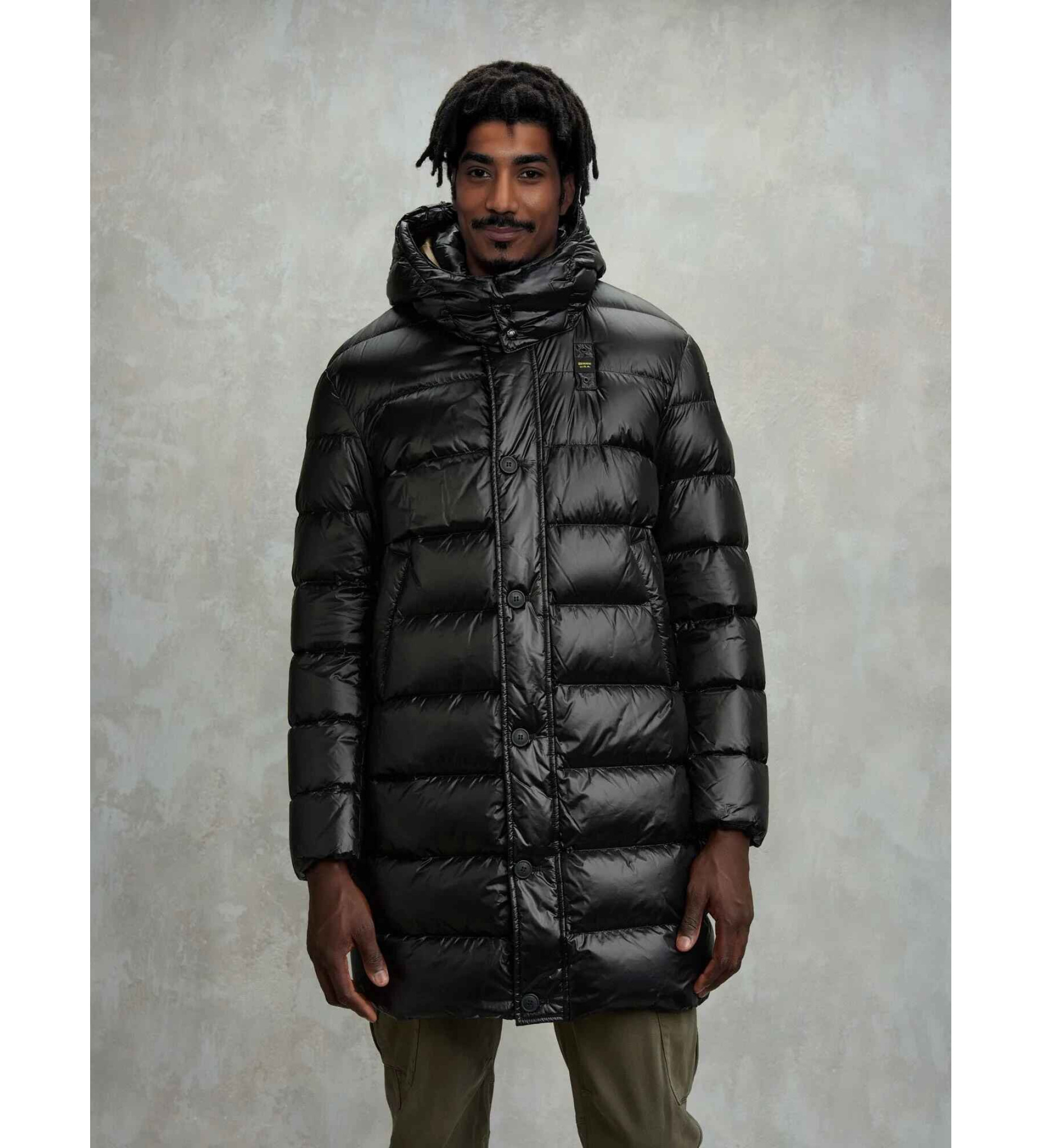 Blauer für Herren. 25WBLUK03147 Schwarze Daunenjacke (L), Lässig, Polyamid