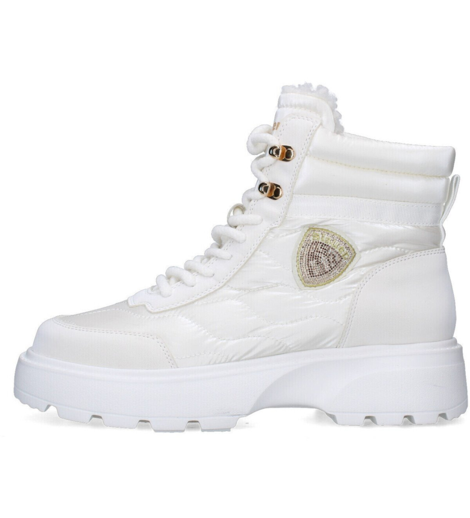Blauer für Damen. F5BLANCA03 Laarzen Lederstiefeletten weiß (38), Lässig