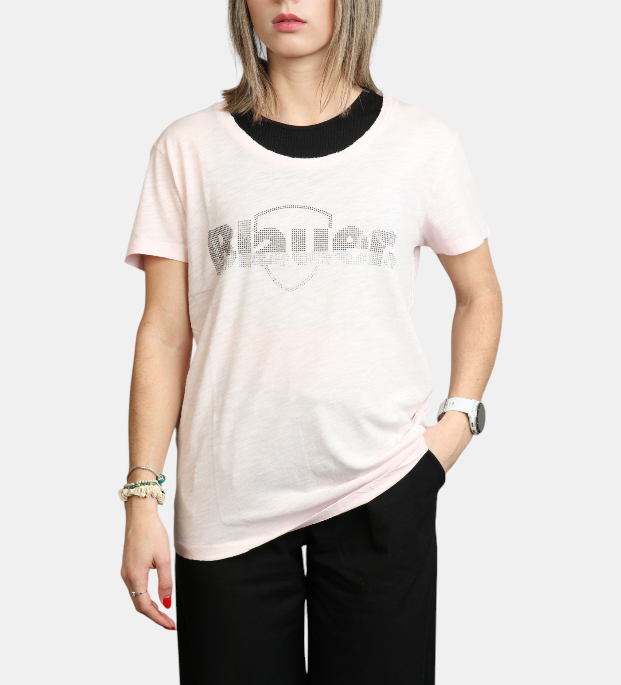 Blauer für Damen. 25SBLDH02372 Graham rosa Glitzer-T-Shirt (M), Lässig, Baumwolle, Kurzarm