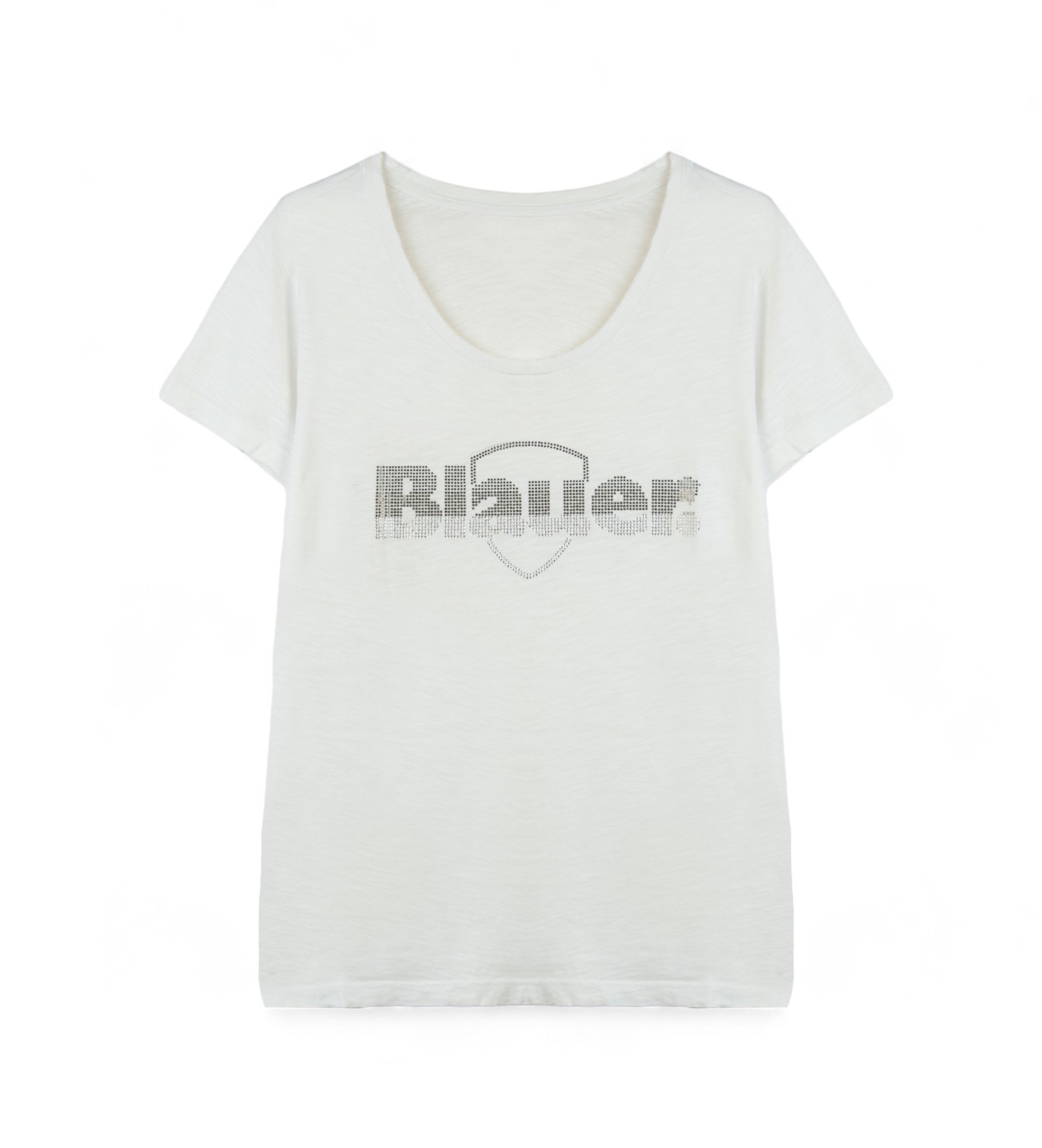 Blauer für Damen. 24SBLDH02335 Glitzer-Degradé-T-Shirt weiß (M), Lässig, Baumwolle, Kurzarm