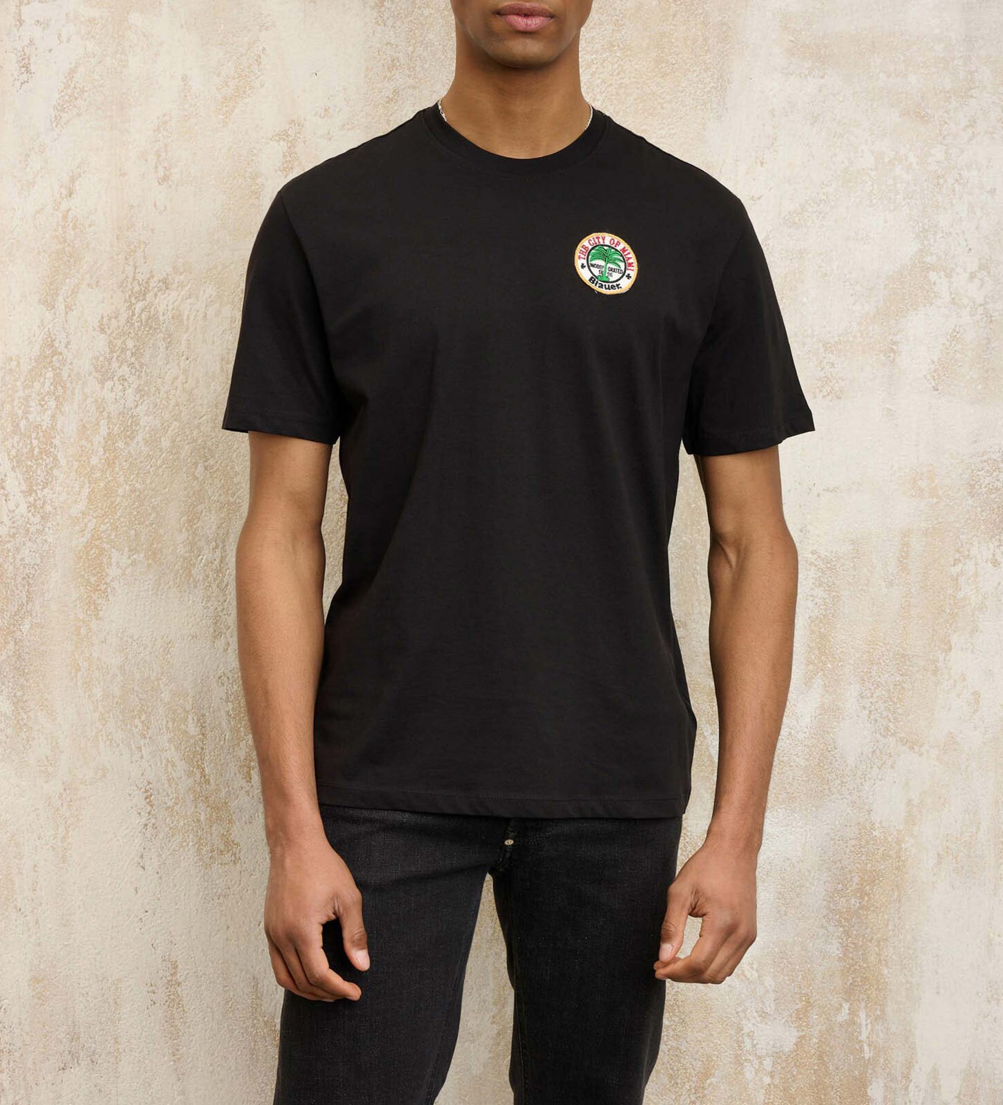 Blauer für Herren. 25SBLUH02274 Miami Addington T-shirt schwarz (S), Lässig, Baumwolle, Kurzarm