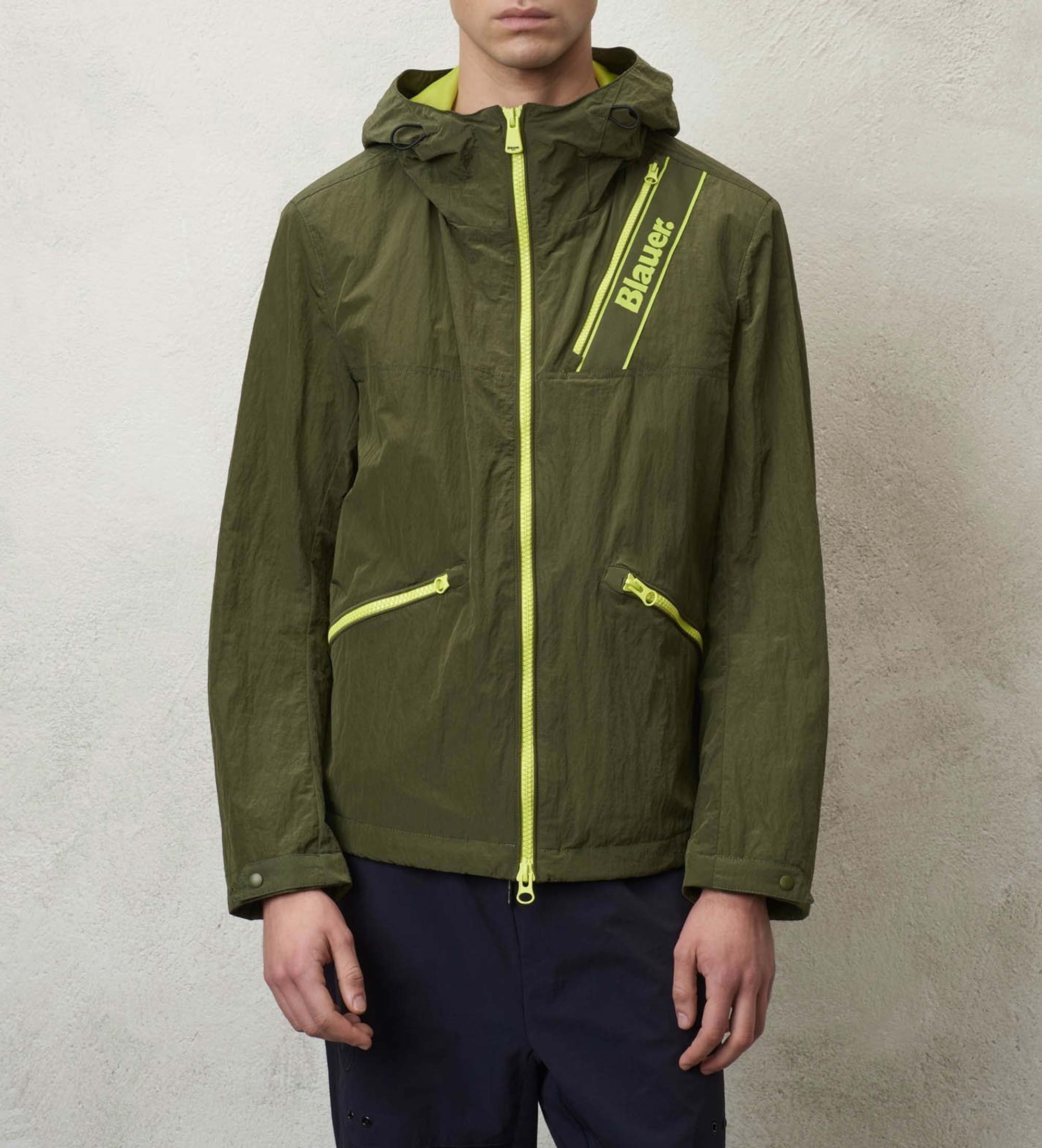 Blauer für Herren. 24SBLUC01094 Micah Krauseffekt Jacke grün (S), Lässig, Nylon, Langarm