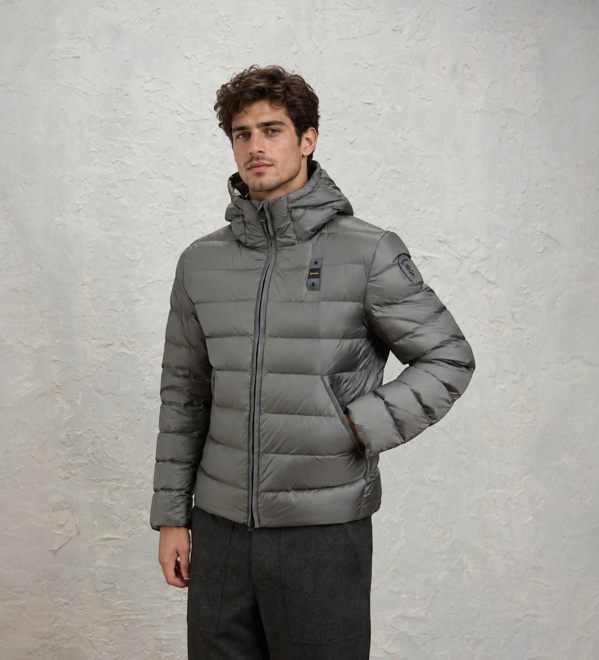 Blauer für Herren. 26WBLUC03044 Graue gesteppte Jacke Acton (S), Lässig, Polyamid
