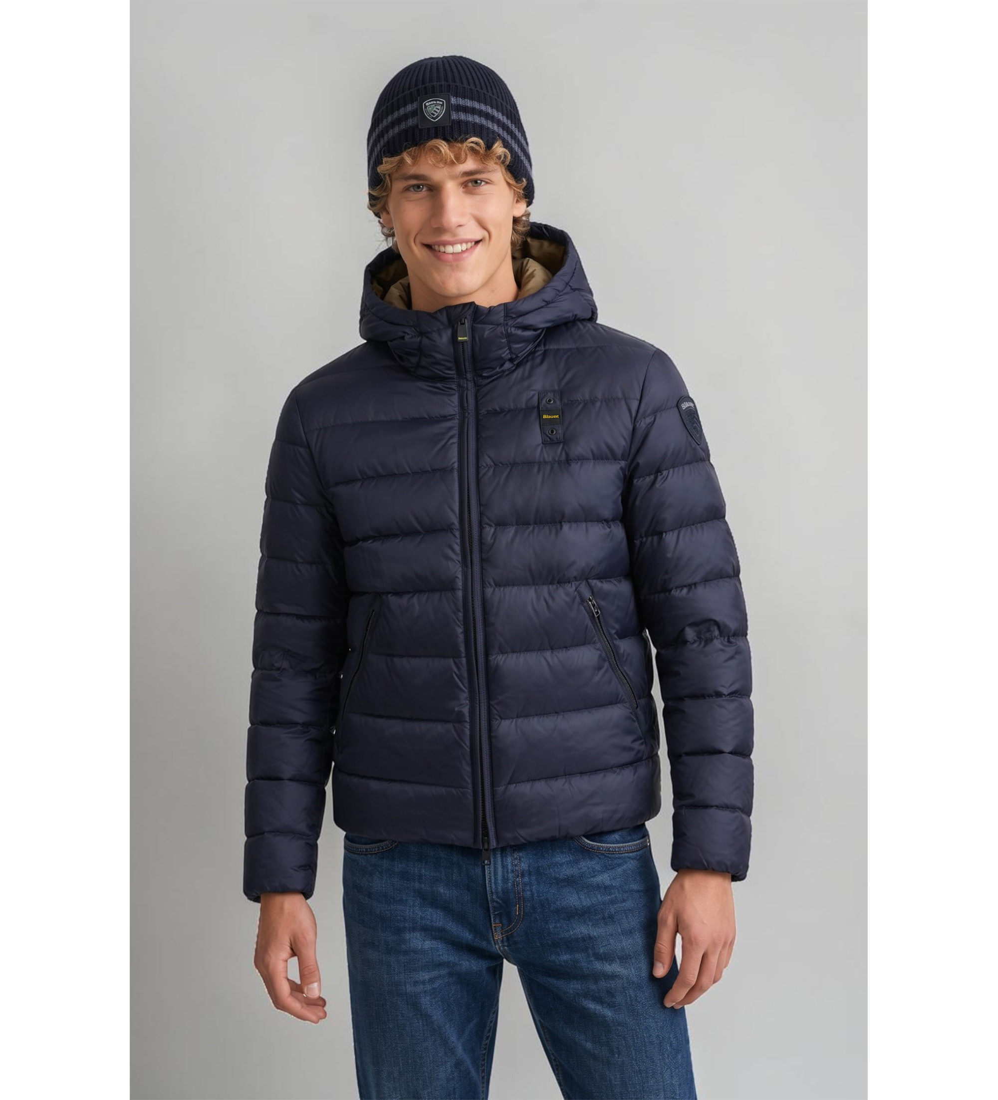 Blauer für Herren. 26WBLUC03044 Wattierte Jacke Acton marineblau (M), Lässig, Polyamid