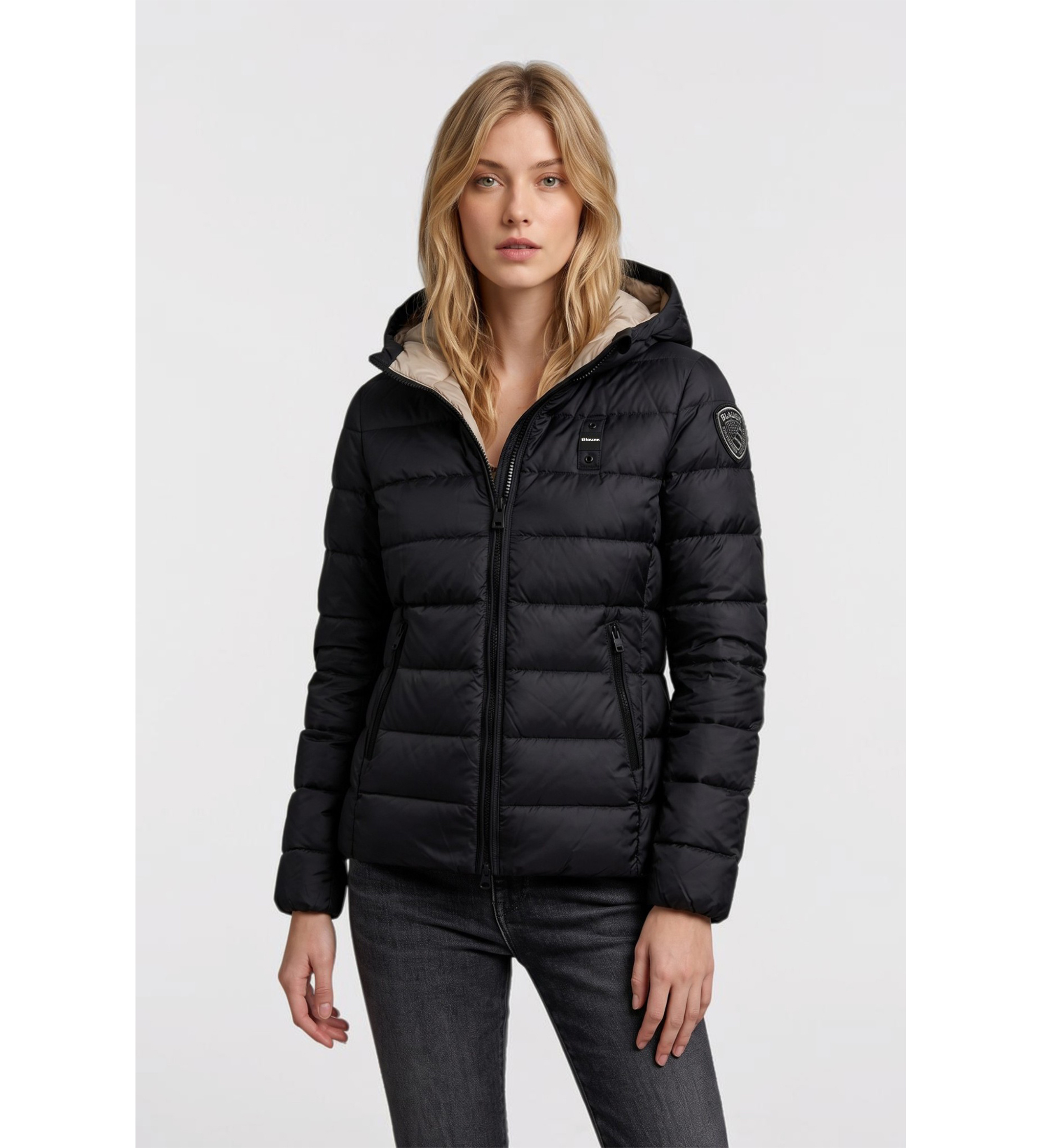 Blauer für Damen. 26WBLDC03037 Schwarze Steppjacke ?Charme? (L), Lässig, Polyamid