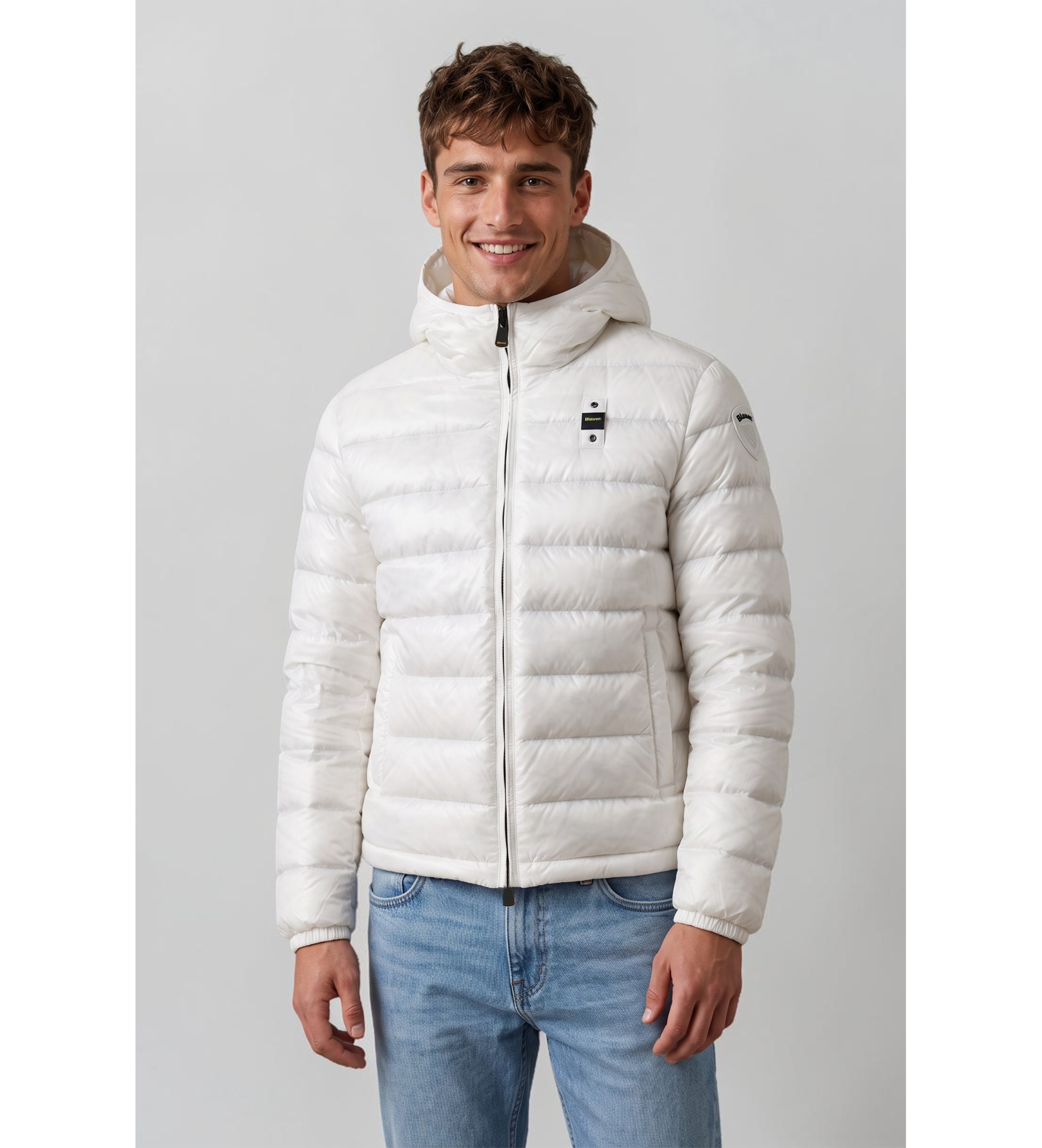 Blauer für Herren. 26WBLUC02054 Weiße Eco Adams Steppjacke (L), Lässig, Polyamid