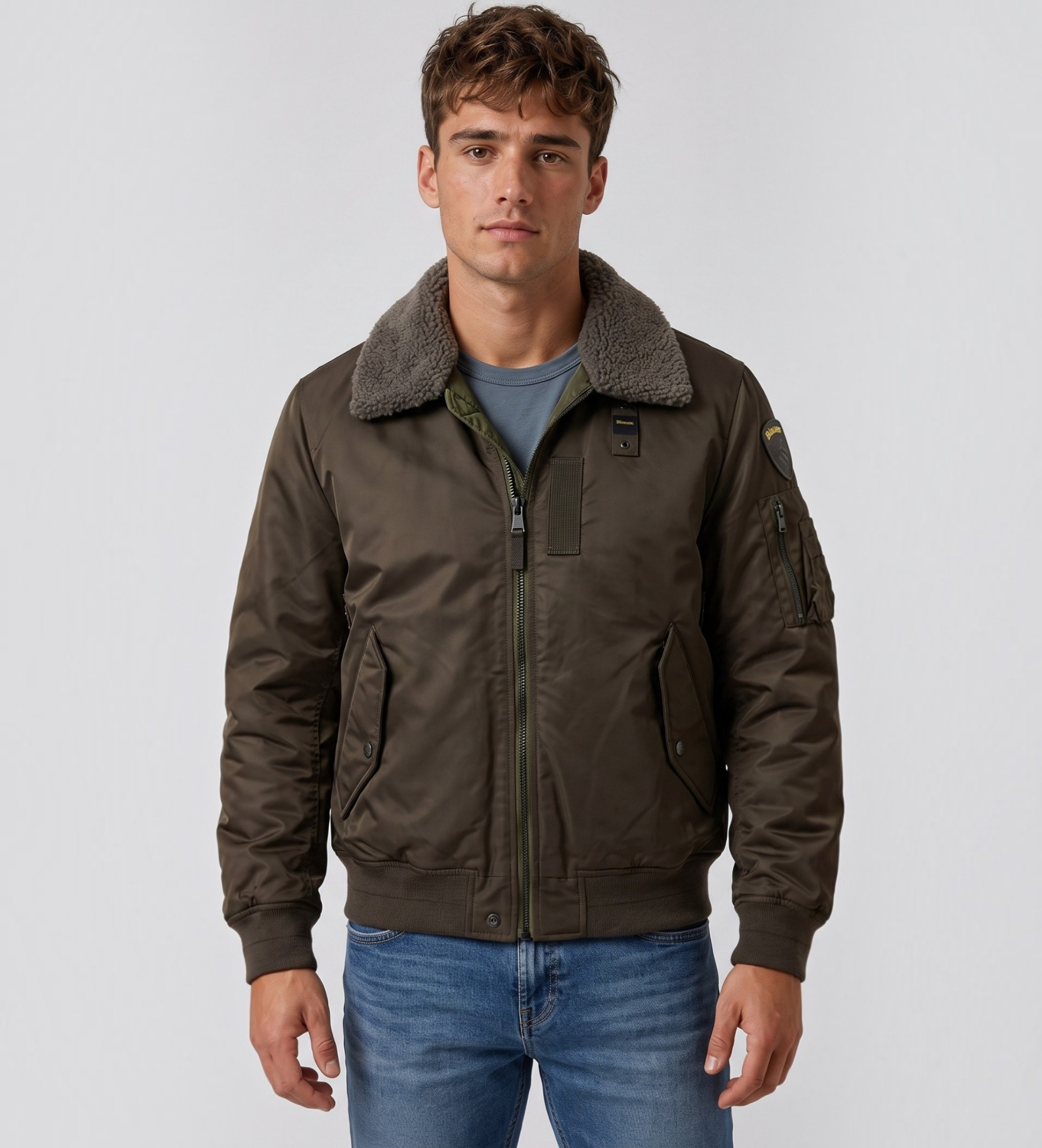 Blauer für Herren. 26WBLUC02241 Braune gesteppte Jacke Marshall (M), Lässig, Polyamid