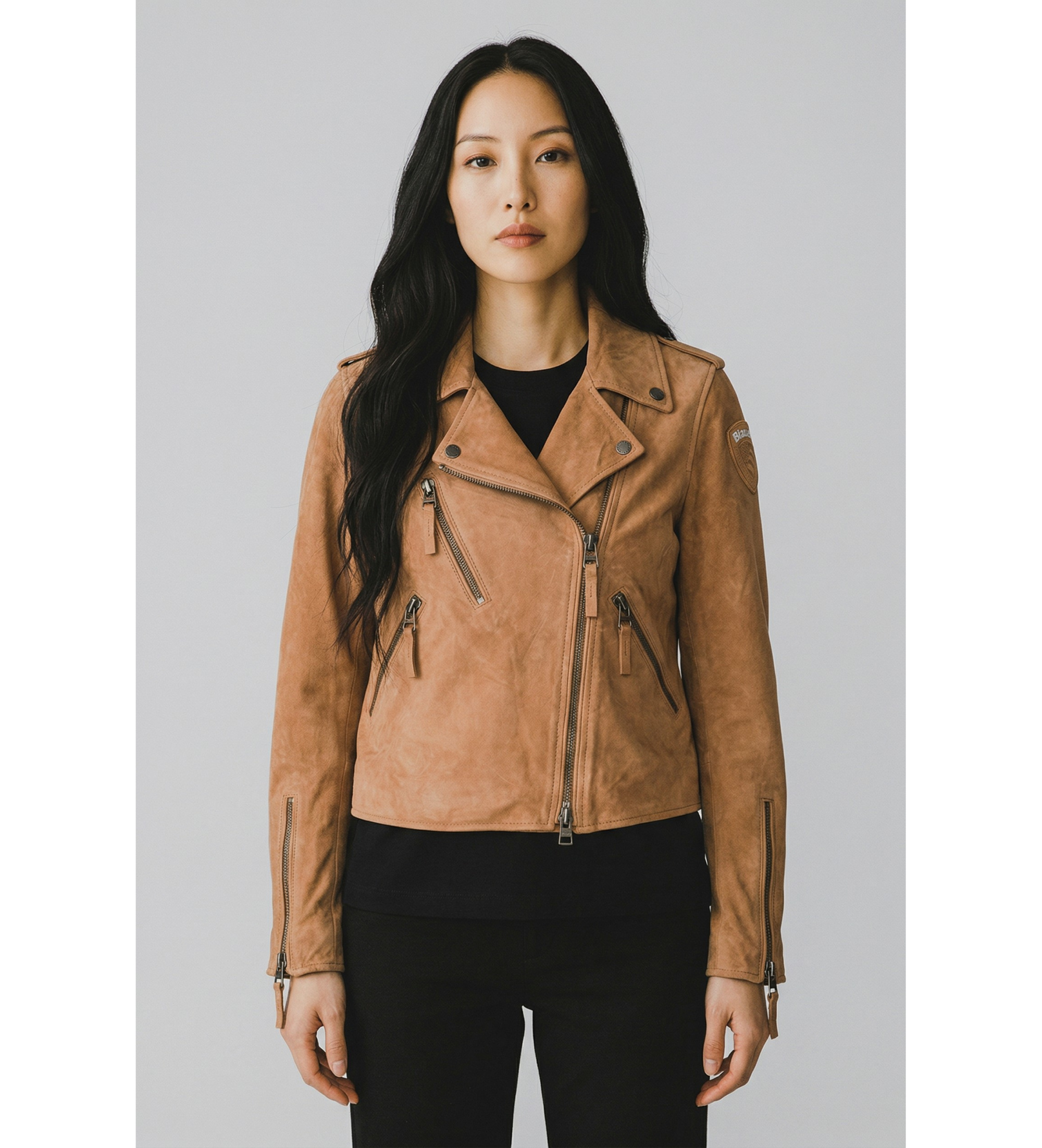 Blauer für Damen. 26SBLDL02447 Kirsche braun Jacke (L), Lässig, Leder