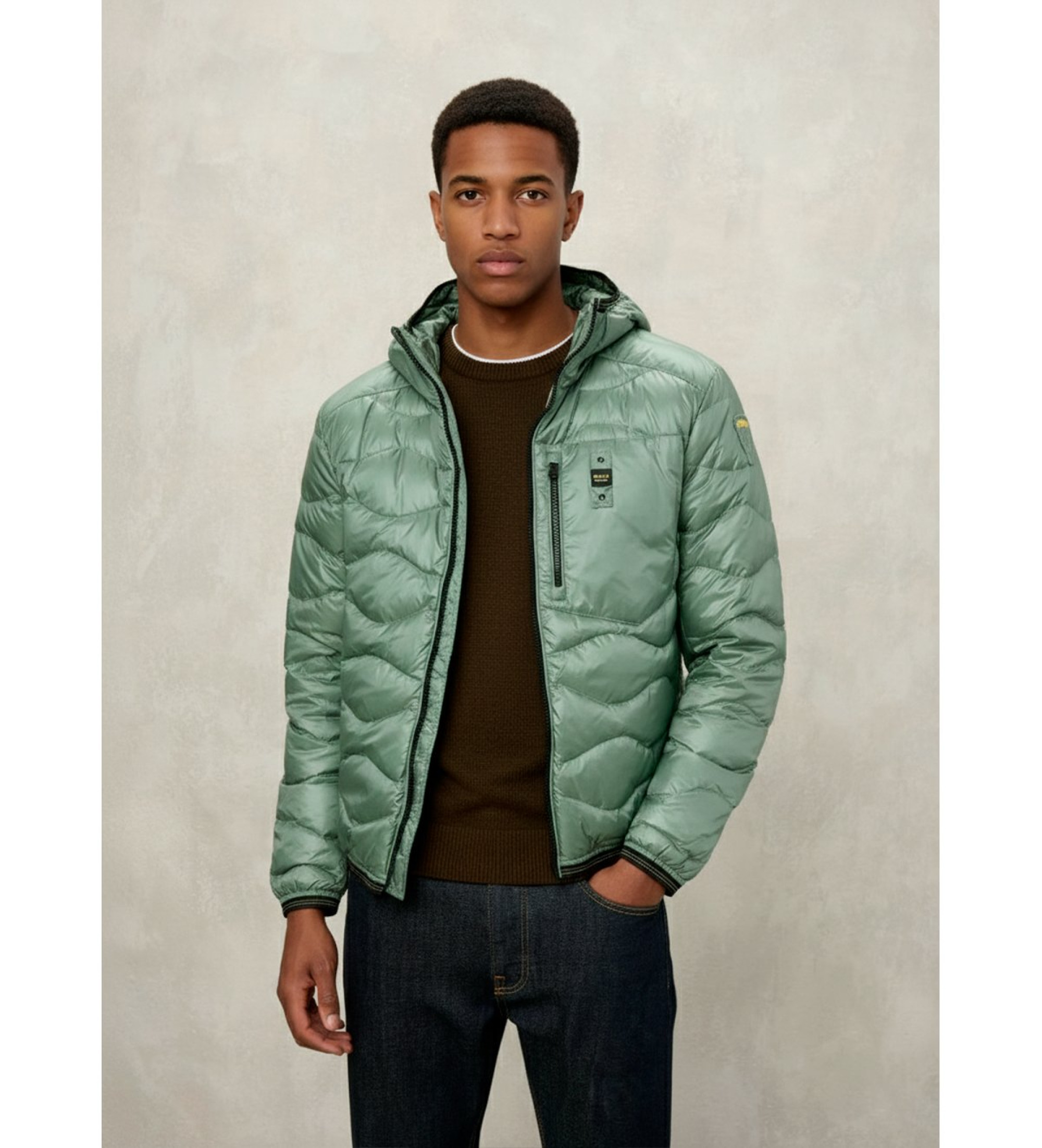 Blauer für Herren. 26SBLUC03177 Wave Jacket grün (L), Lässig, Polyester