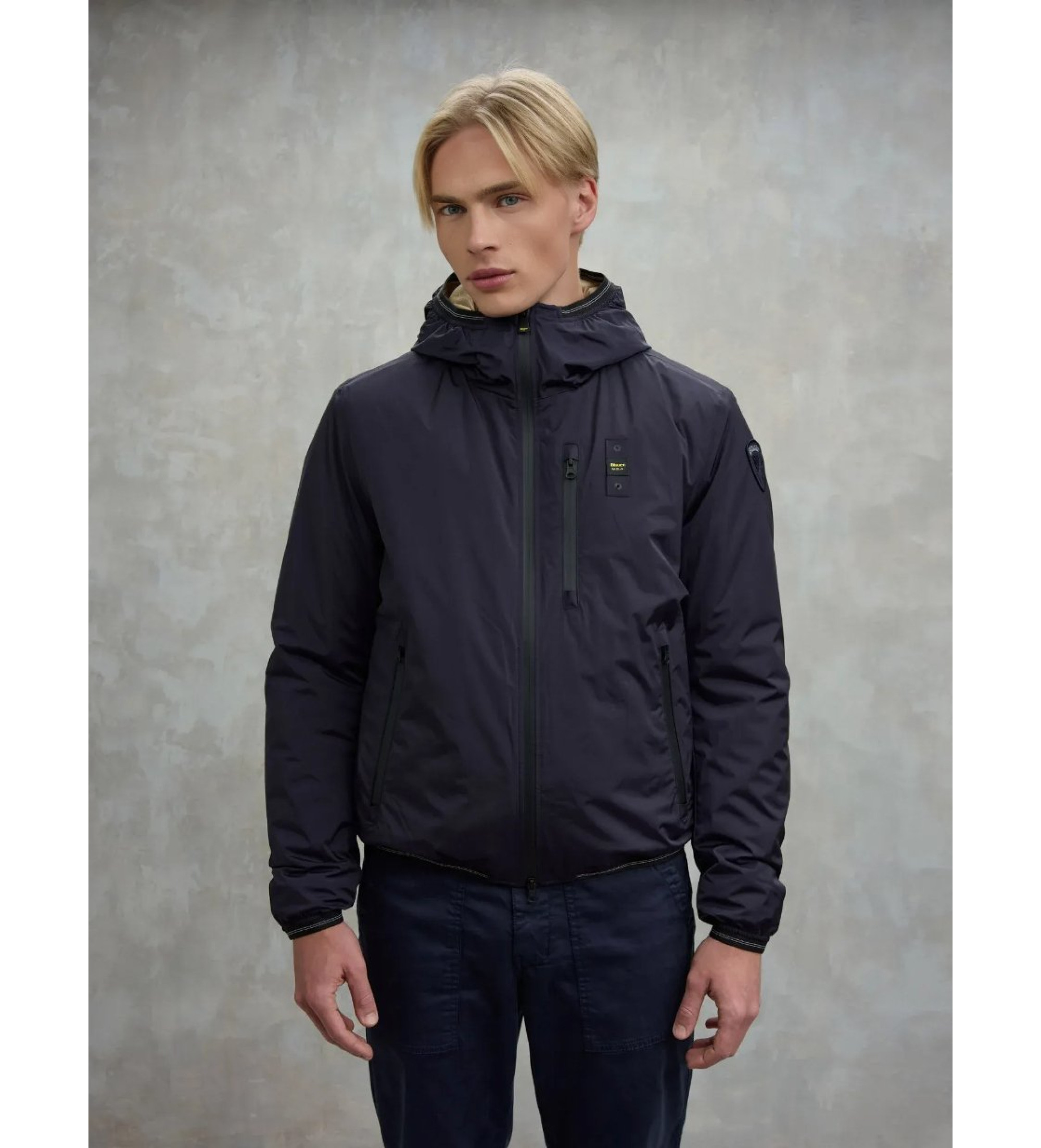 Blauer für Herren. 25WBLUC11083 Jacke mit schwarzem Eco-Lederfutter (M), Lässig, Polyester
