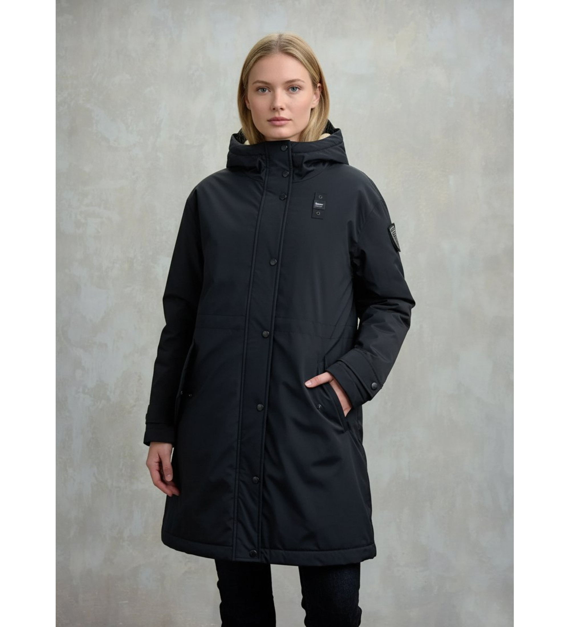 Blauer für Damen. 25WBLDK11162 Parka mit marinefarbenem Payne-Pelzfutter (L), Lässig, Polyamid