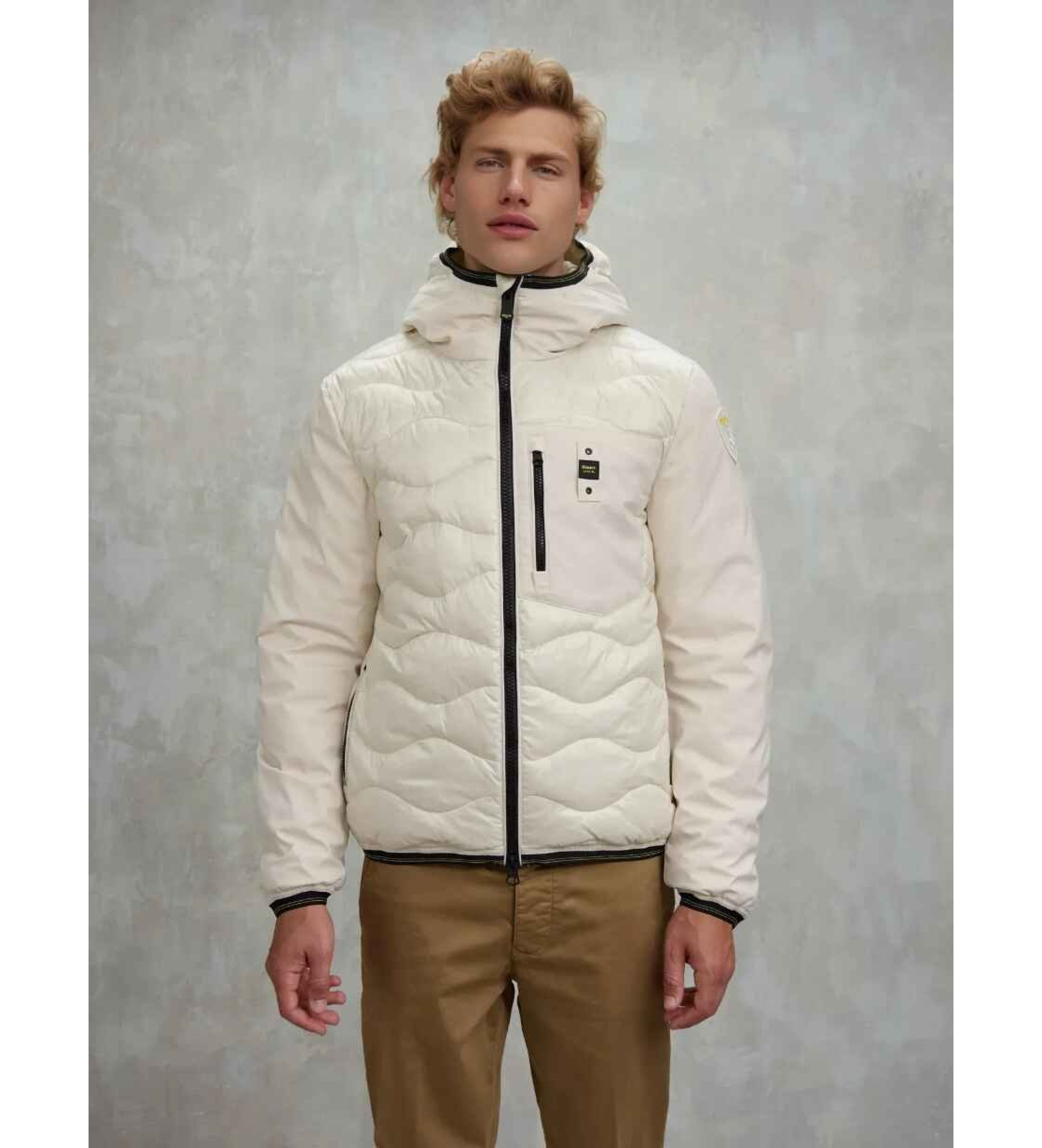Blauer für Herren. 25WBLUC08078 Albert cremefarbene Jacke cremefarben (XL), Weiß, Beige, Lässig, Polyester
