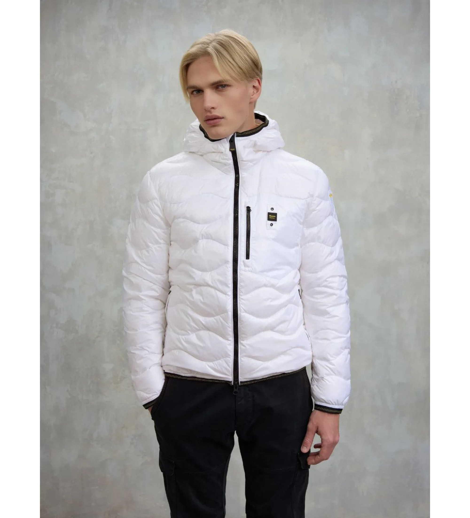 Blauer für Herren. 25WBLUC03074 Wave weiß gewellte Jacke (L), Lässig, Polyester