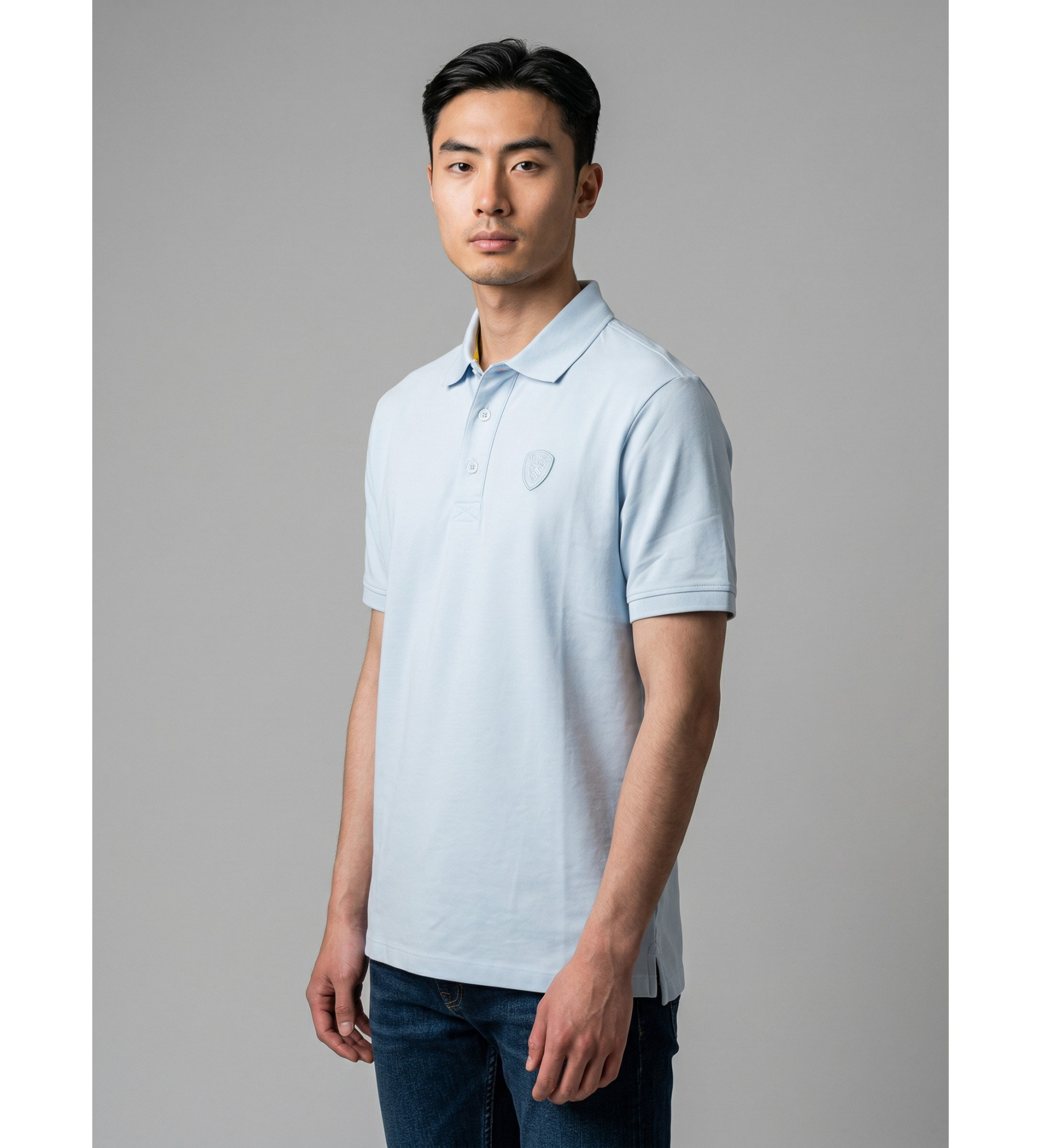 Blauer für Herren. 26SBLUT02298 Albans blaues Poloshirt (S), Lässig, Baumwolle, Kurzarm