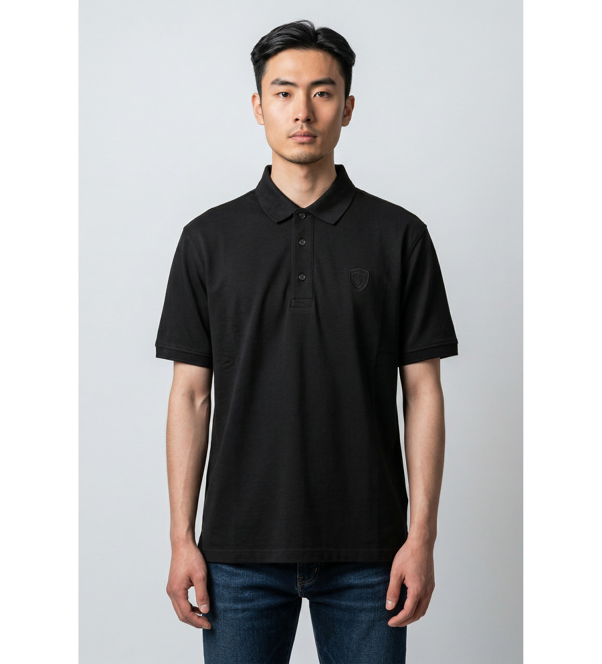 Blauer für Herren. 26SBLUT02298 Poloshirt Albans schwarz (S), Lässig, Baumwolle, Kurzarm