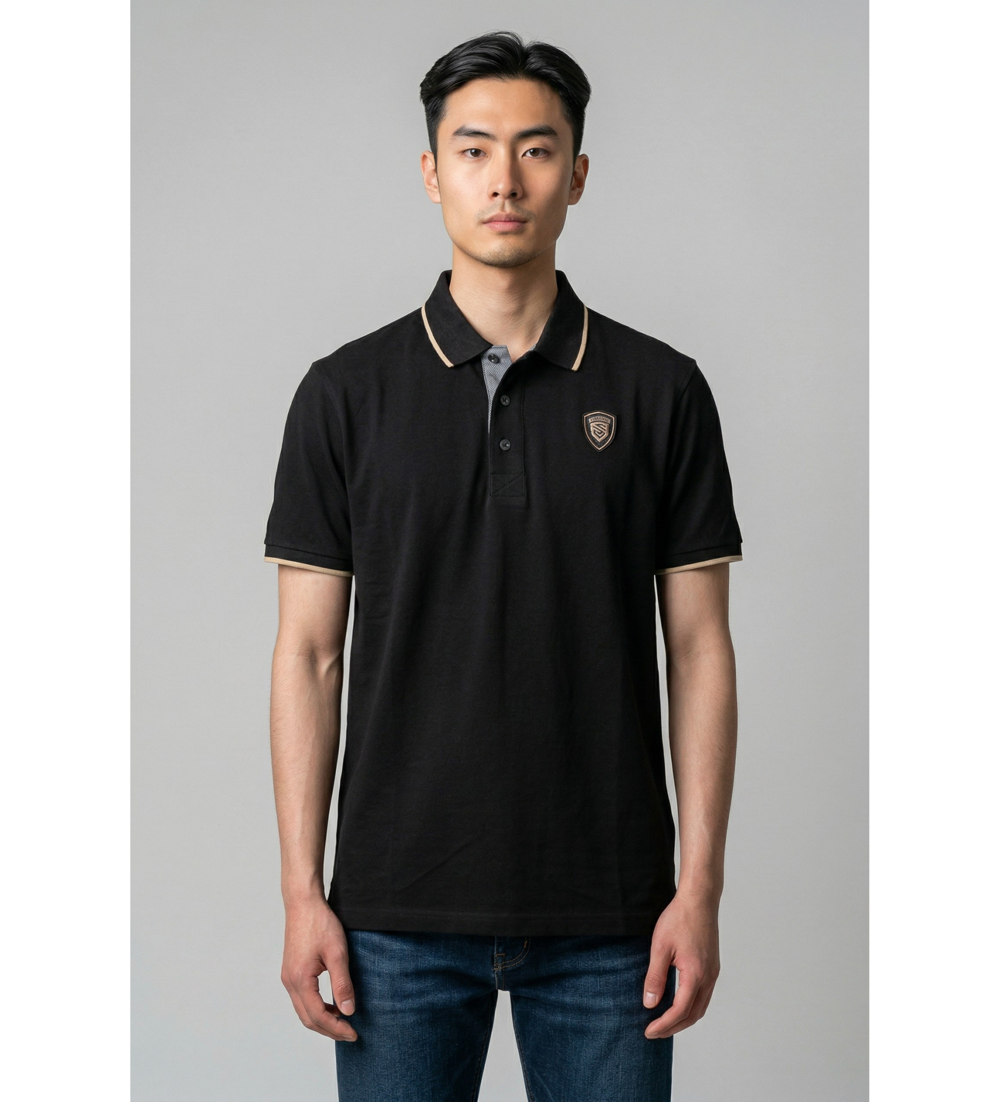 Blauer für Herren. 26SBLUT02288 Damon Poloshirt schwarz (S), Lässig, Baumwolle, Kurzarm