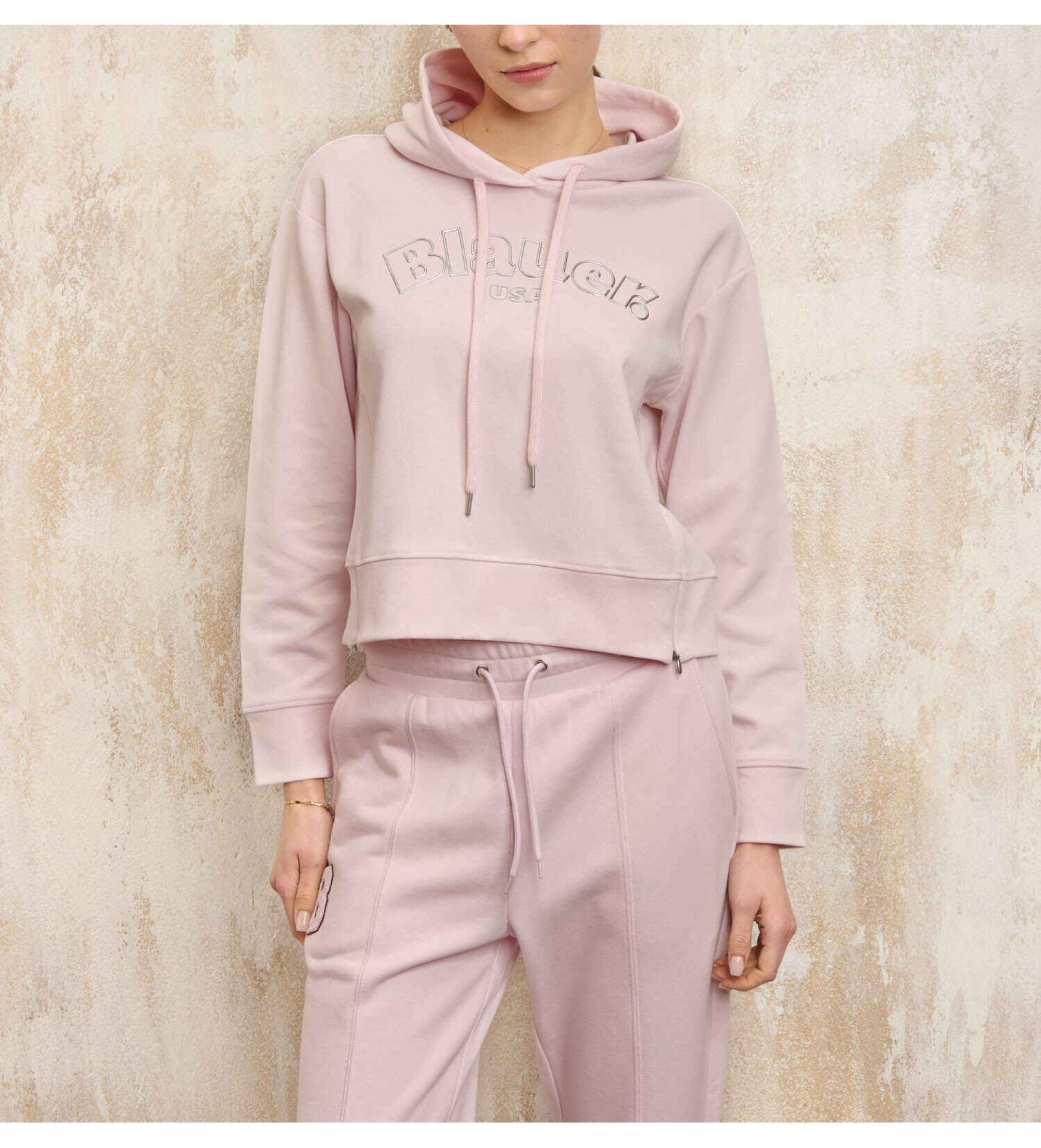 Blauer für Damen. 25SBLDF08078 Rosa Fayette Zip Hoodie mit Kapuze und Reißverschluss (L), Lässig, Baumwolle