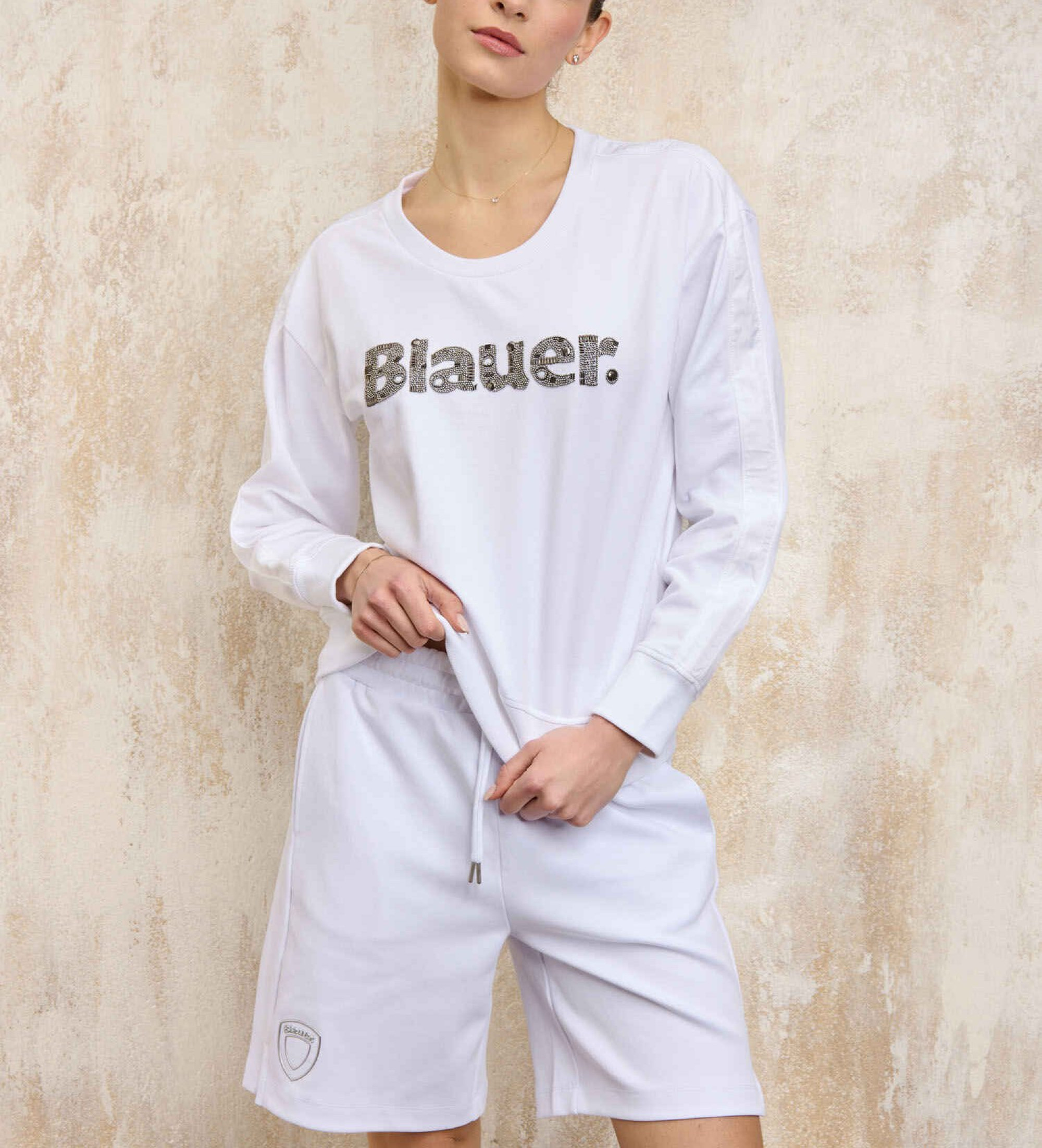Blauer für Damen. 25SBLDF03257 Champey Gothic Sweatshirt weiß (S), Lässig, Baumwolle