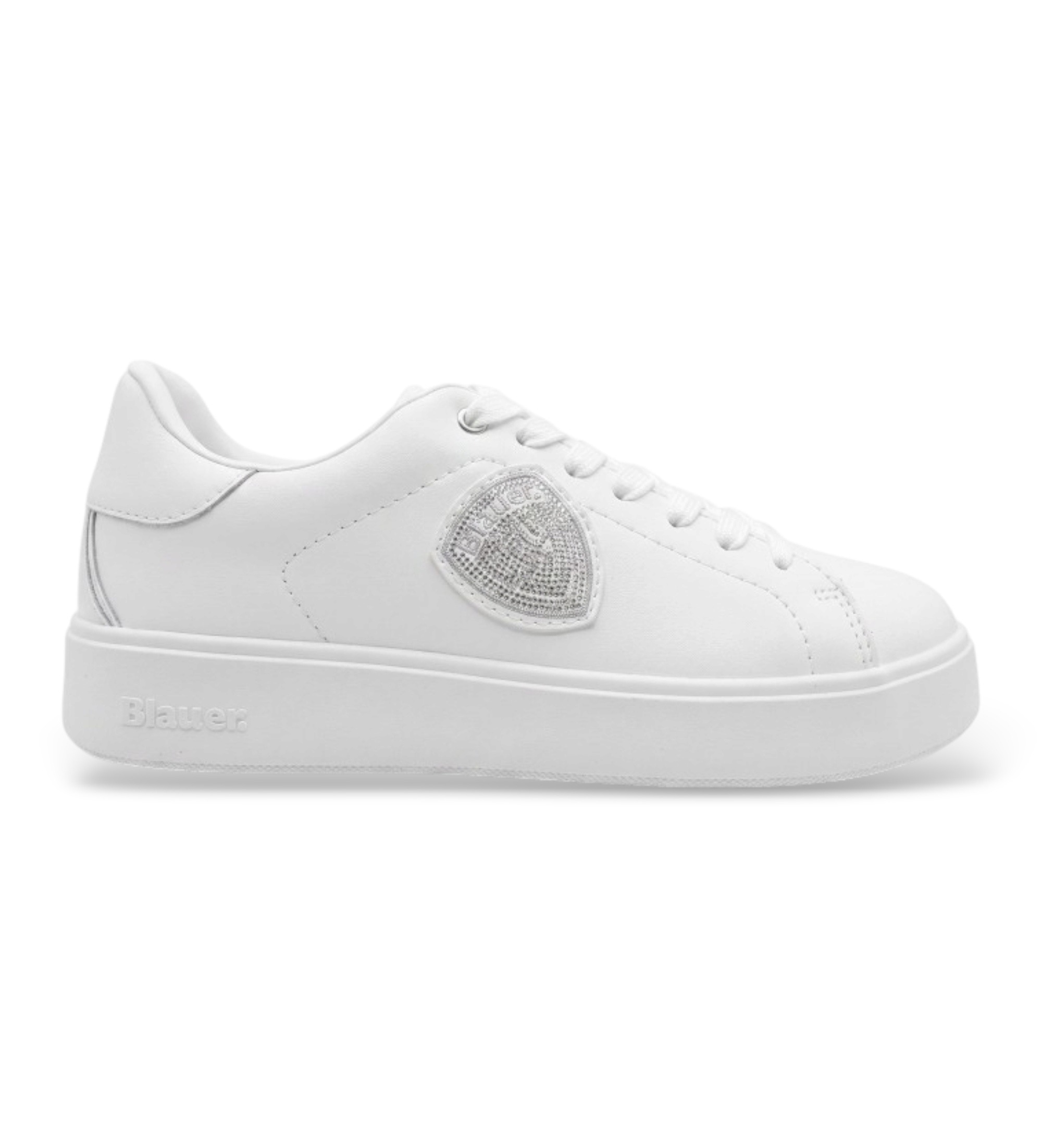 Blauer für Damen. F6VICTORY01 Victory Sneaker aus Leder in Weiß (39), Wohnung, Schnürsenkel, Lässig