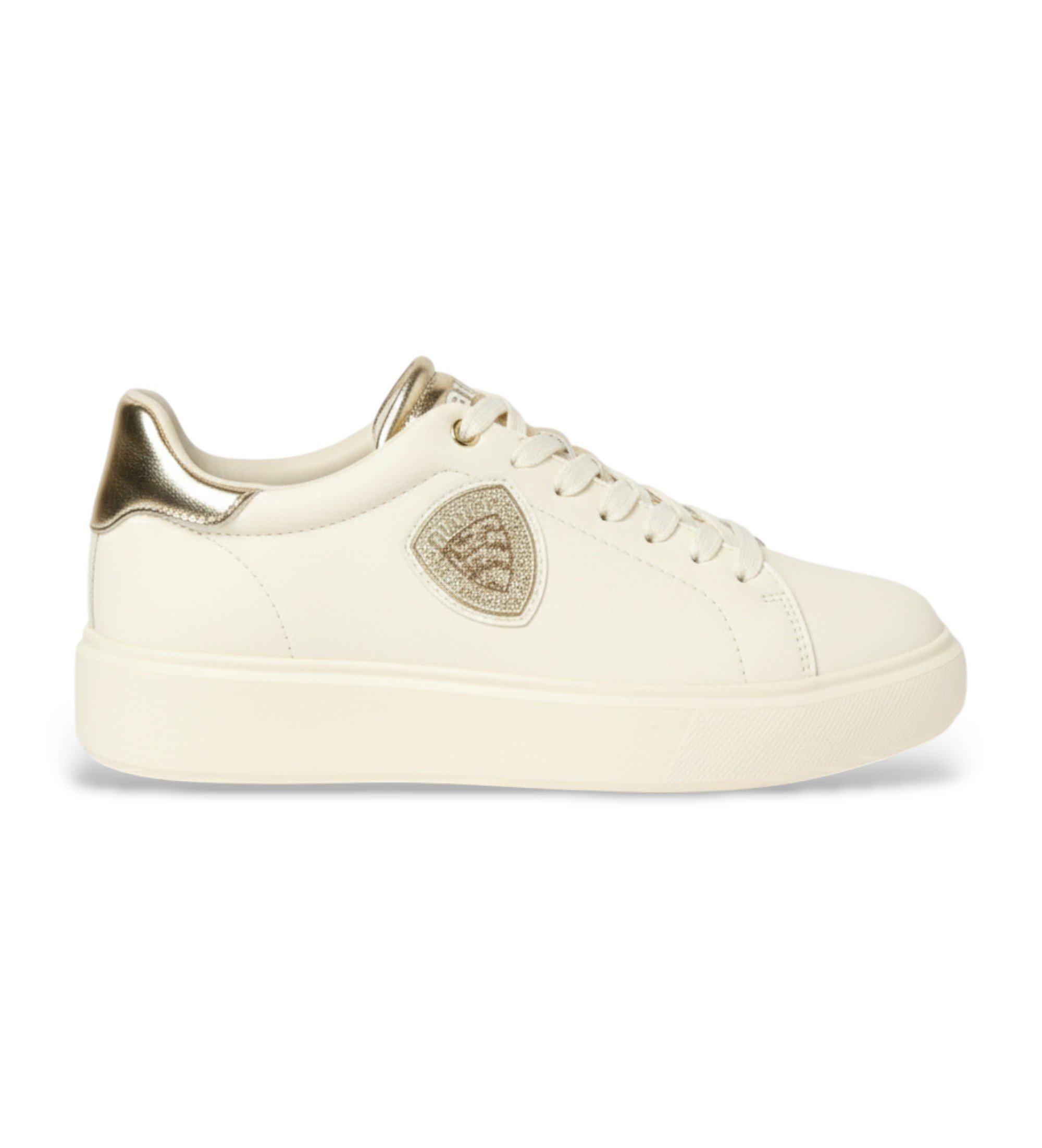 Blauer für Damen. S6VENUS01 Leder-Sneakers Venus weiß, gold (37), Wohnung, Schnürsenkel, Lässig