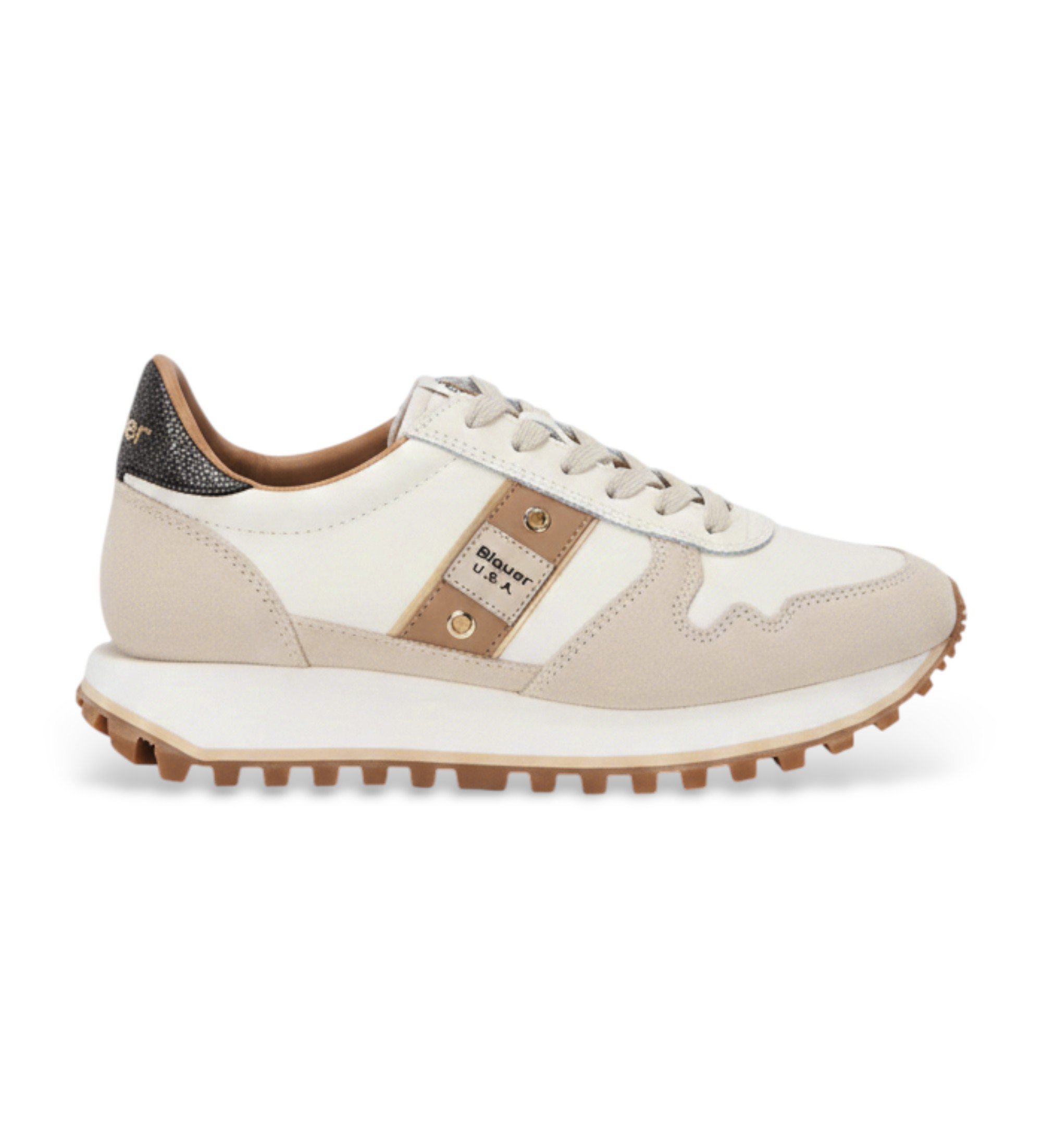 Blauer für Damen. S6MILLEN03 Turnschuhe Millen 03 beige (39), Leder, Wohnung, Schnürsenkel, Lässig