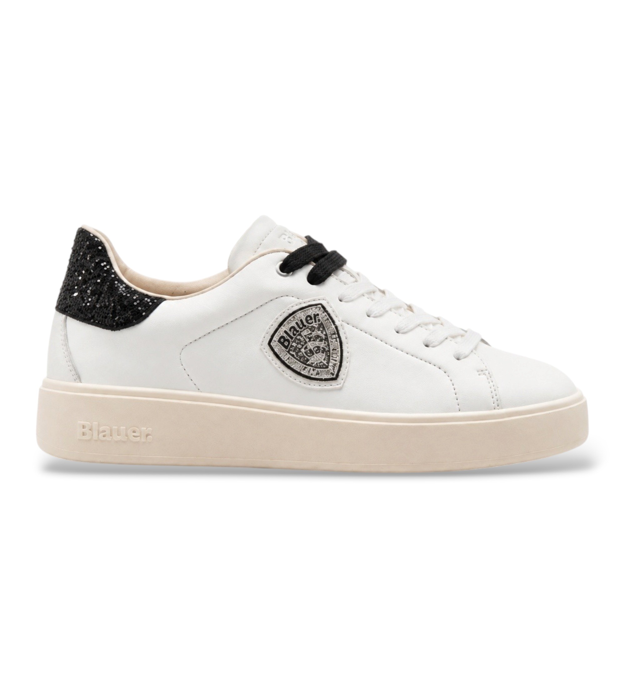 Blauer für Damen. F6VICTORY01 Weiße Victory-Sneaker aus Leder (40), Wohnung, Schnürsenkel, Lässig
