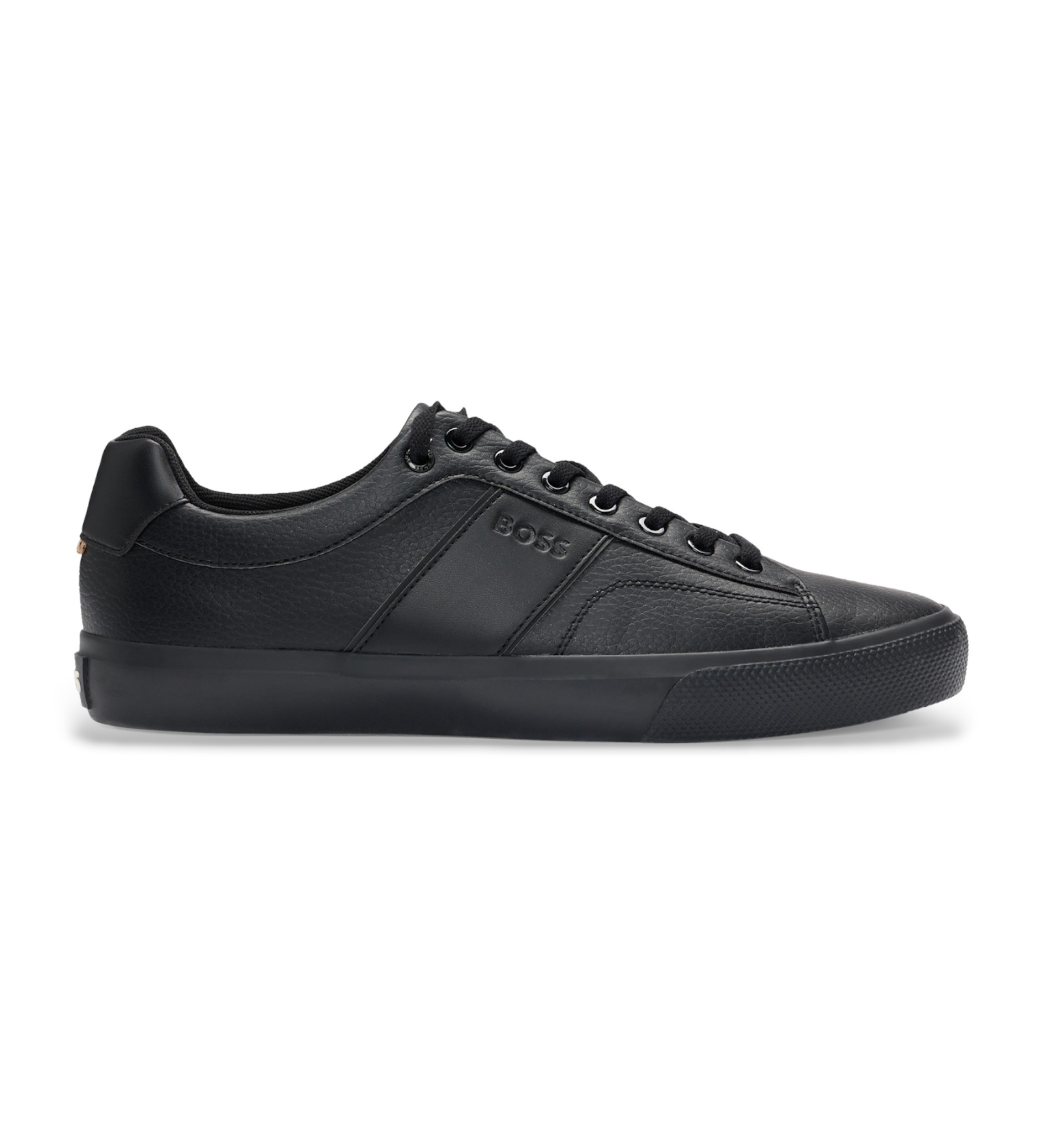 BOSS für Herren. 50522833 Turnschuhe mit glatten und körnigen Texturen Schwarz (41), Wohnung, Schnürsenkel, Lässig