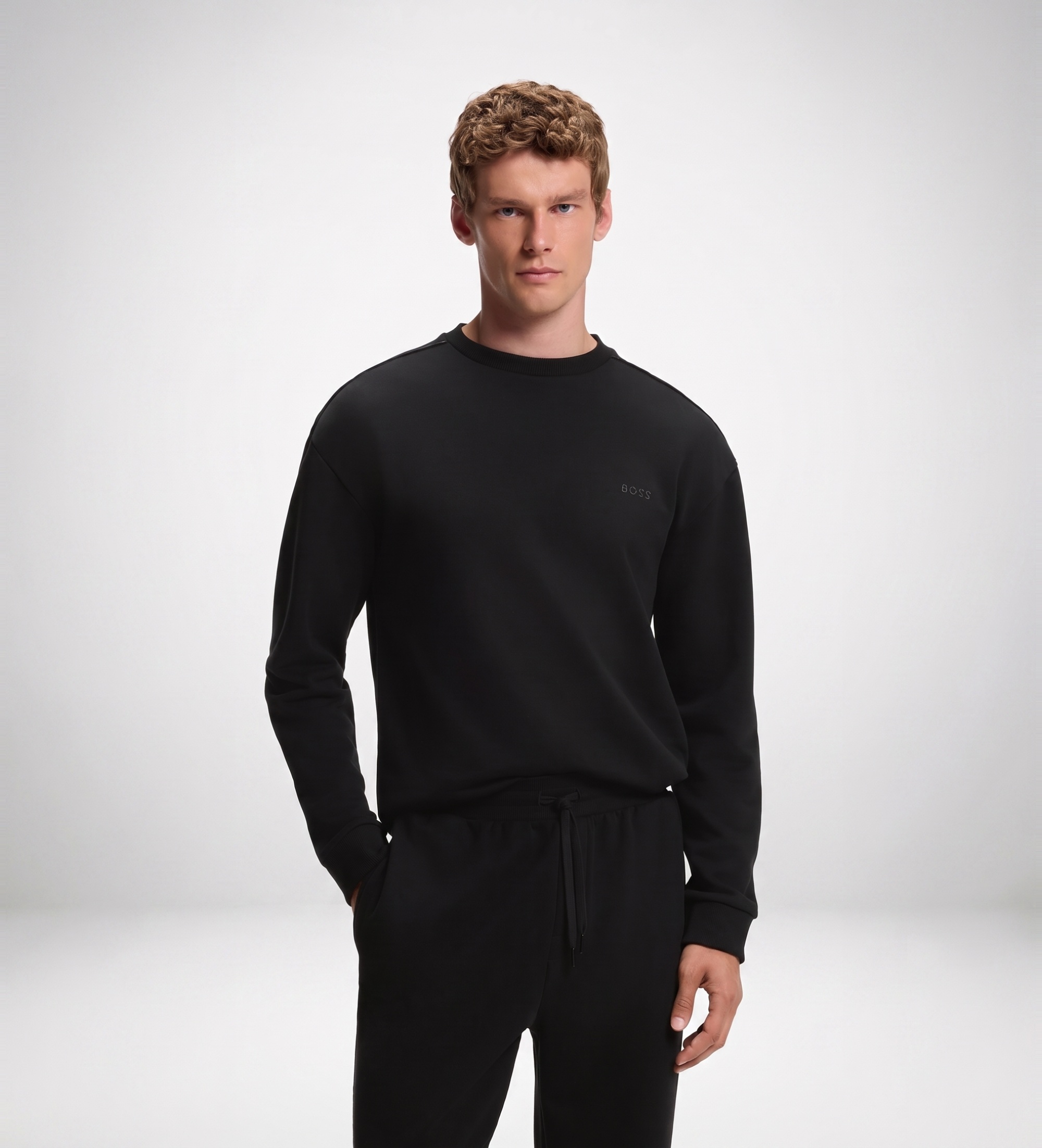 BOSS für Herren. 50571173 Andrew Sweatshirt schwarz (L), Heimtextilien, Baumwolle, Langarm