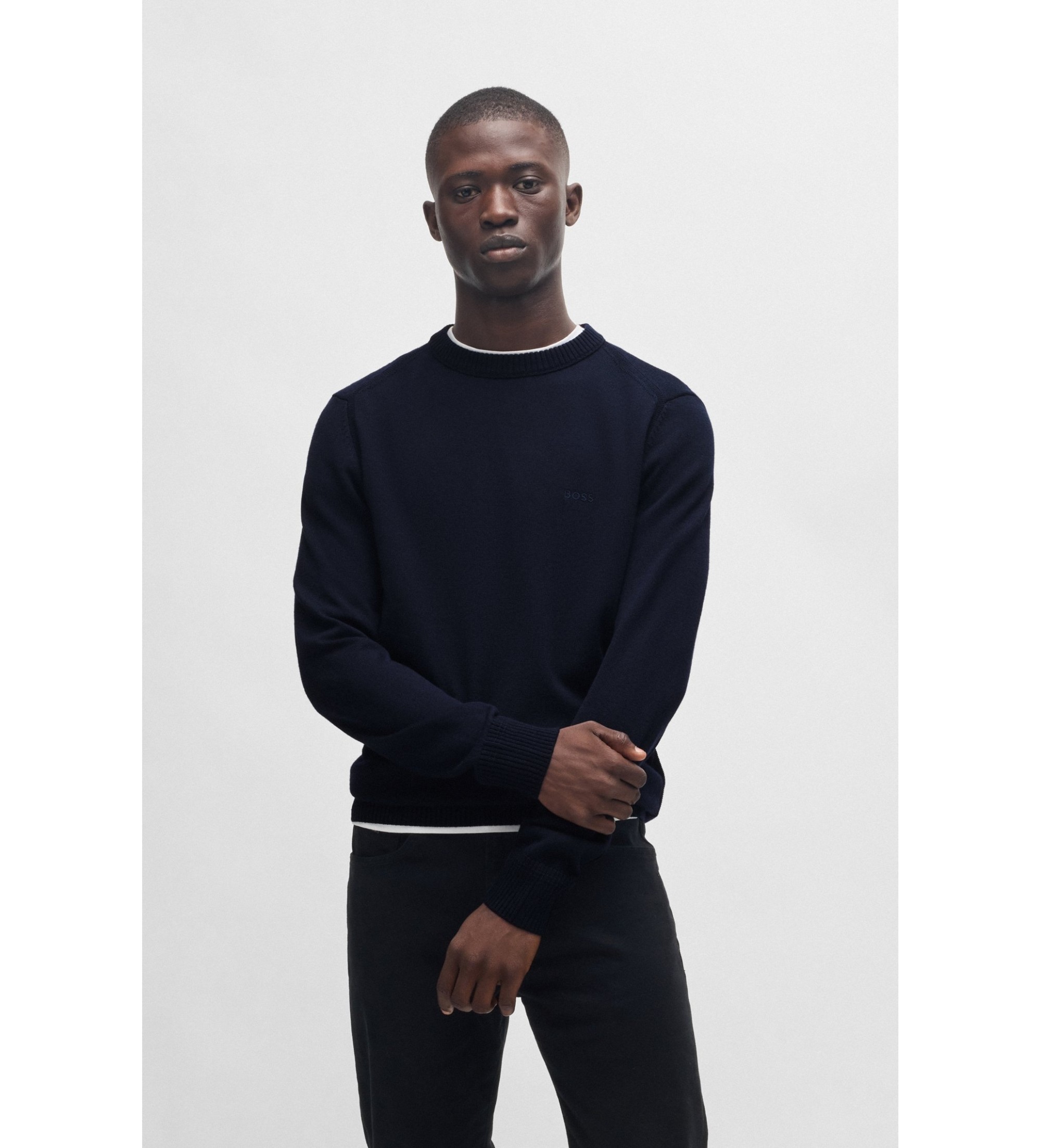 BOSS für Herren. 50501762 Marineblauer Rollkragenpullover (L), Lässig, Klassisch, Polyester
