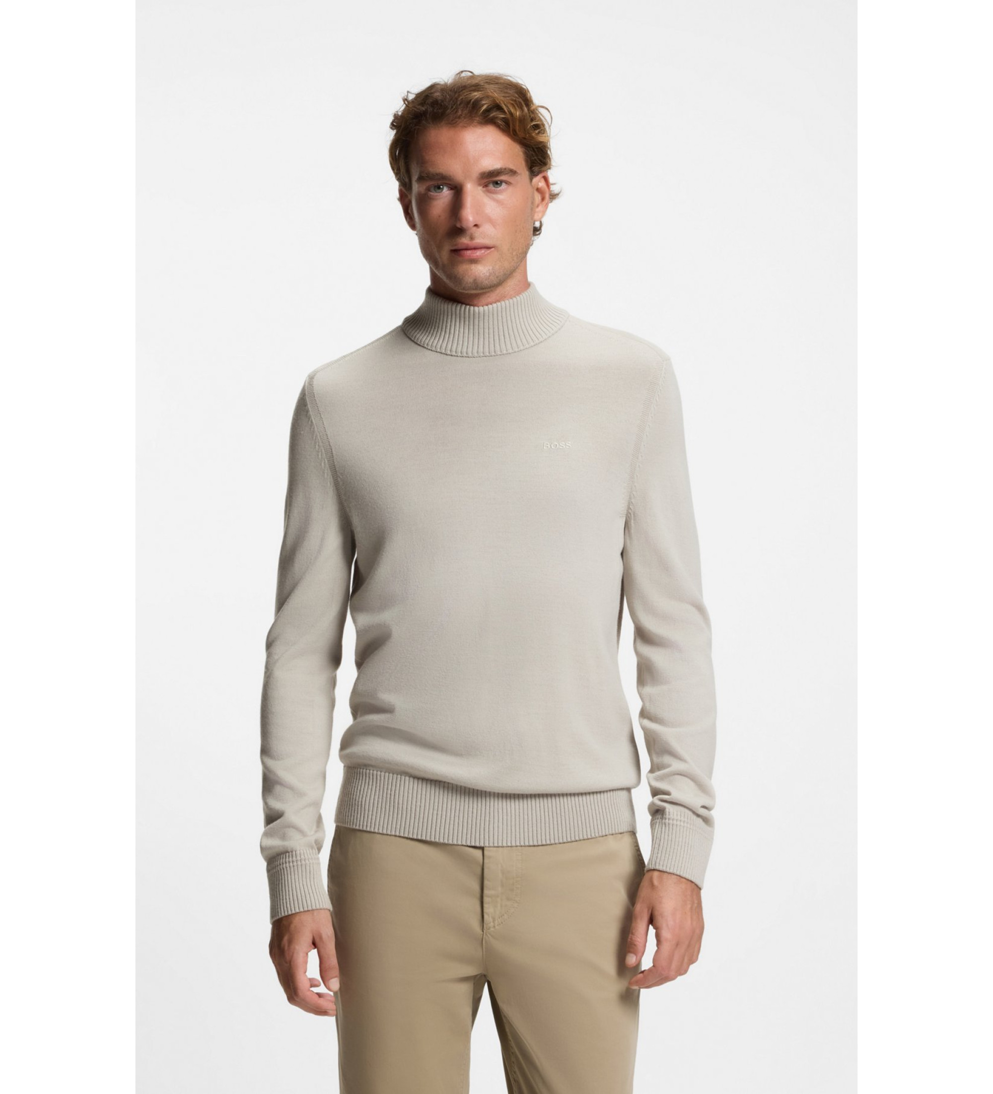 BOSS für Herren. 50501761 Avac Pullover beige (L), Lässig, Wolle