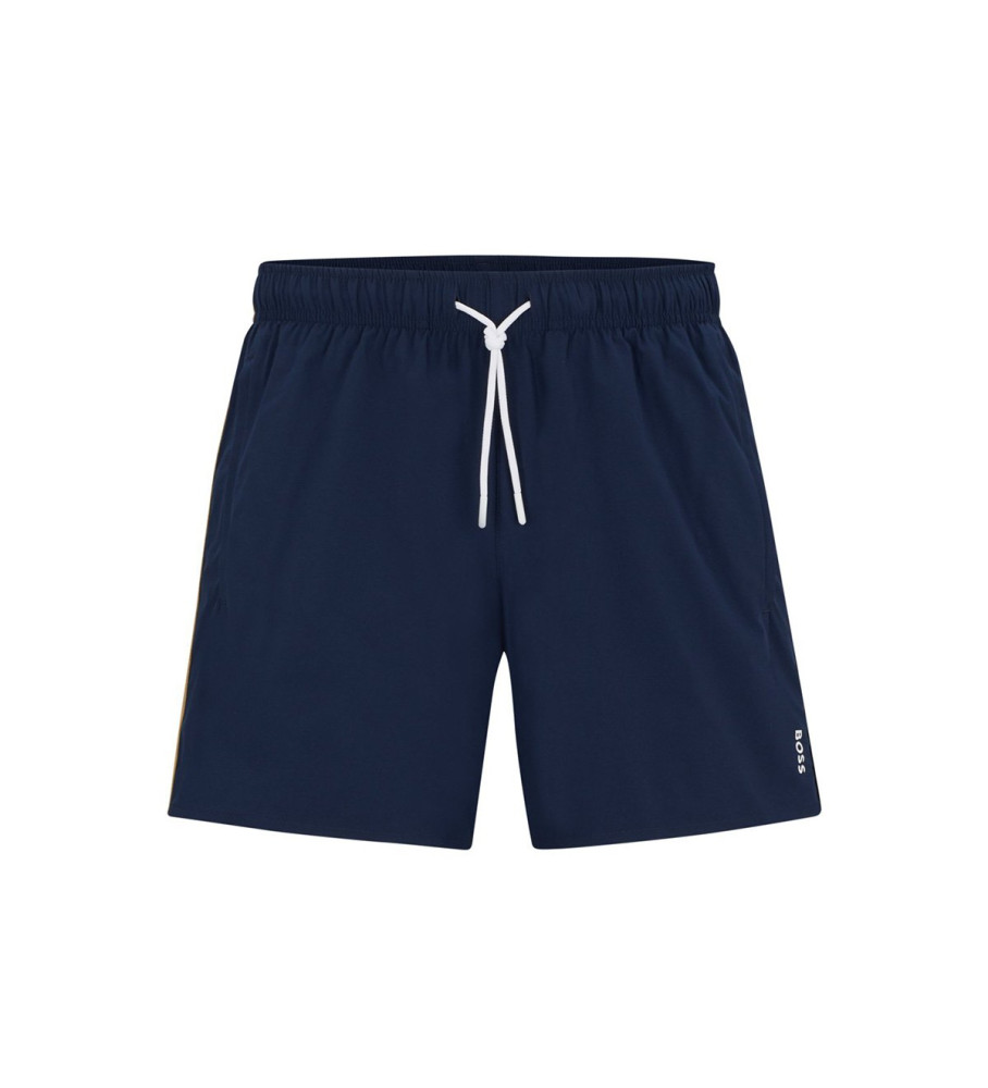 BOSS für Herren. 50491594 Ikonischer Badeanzug navy (L), Strandbekleidung, Polyester, Marine