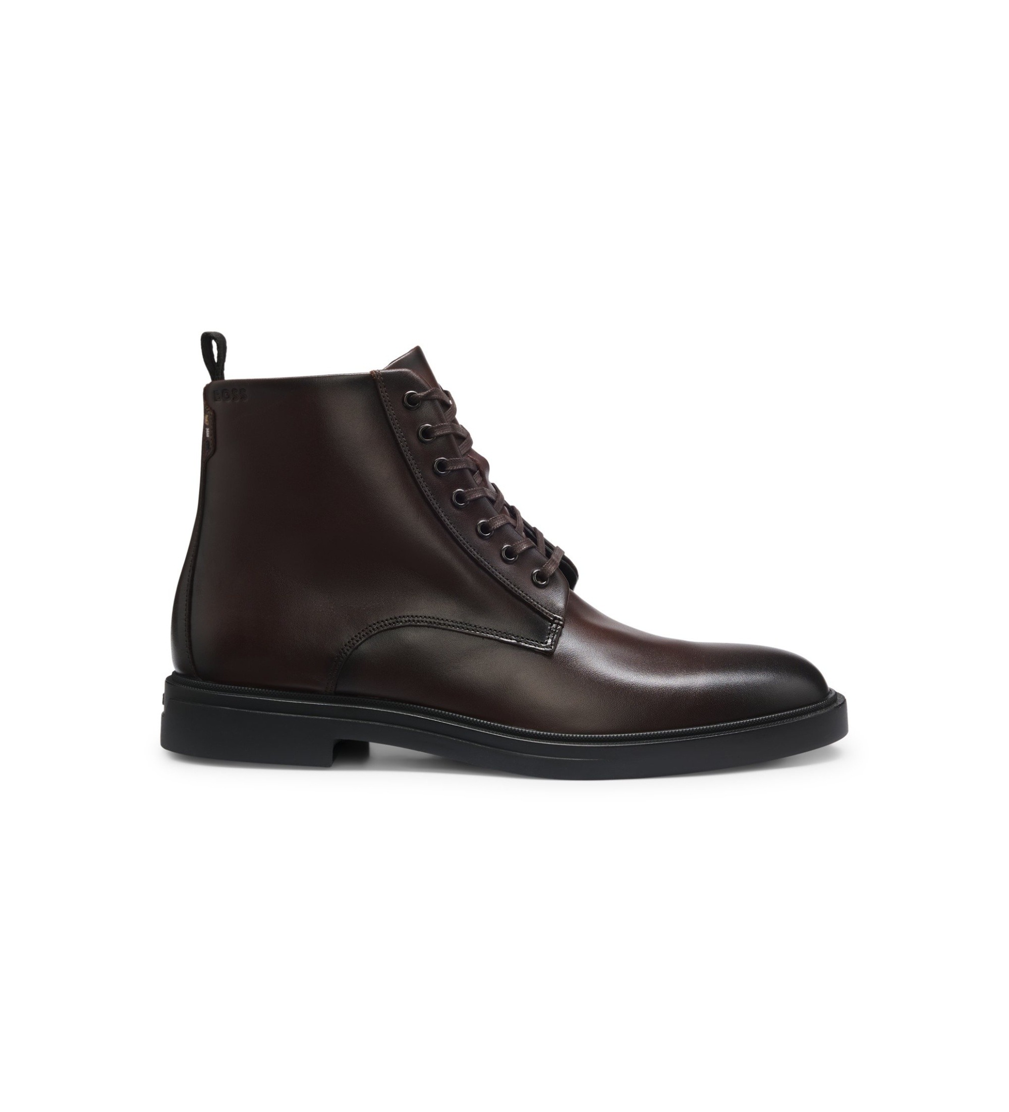 BOSS für Herren. 50573364 Braune Lederstiefeletten Calev (40), Wohnung, Schnürsenkel, Lässig