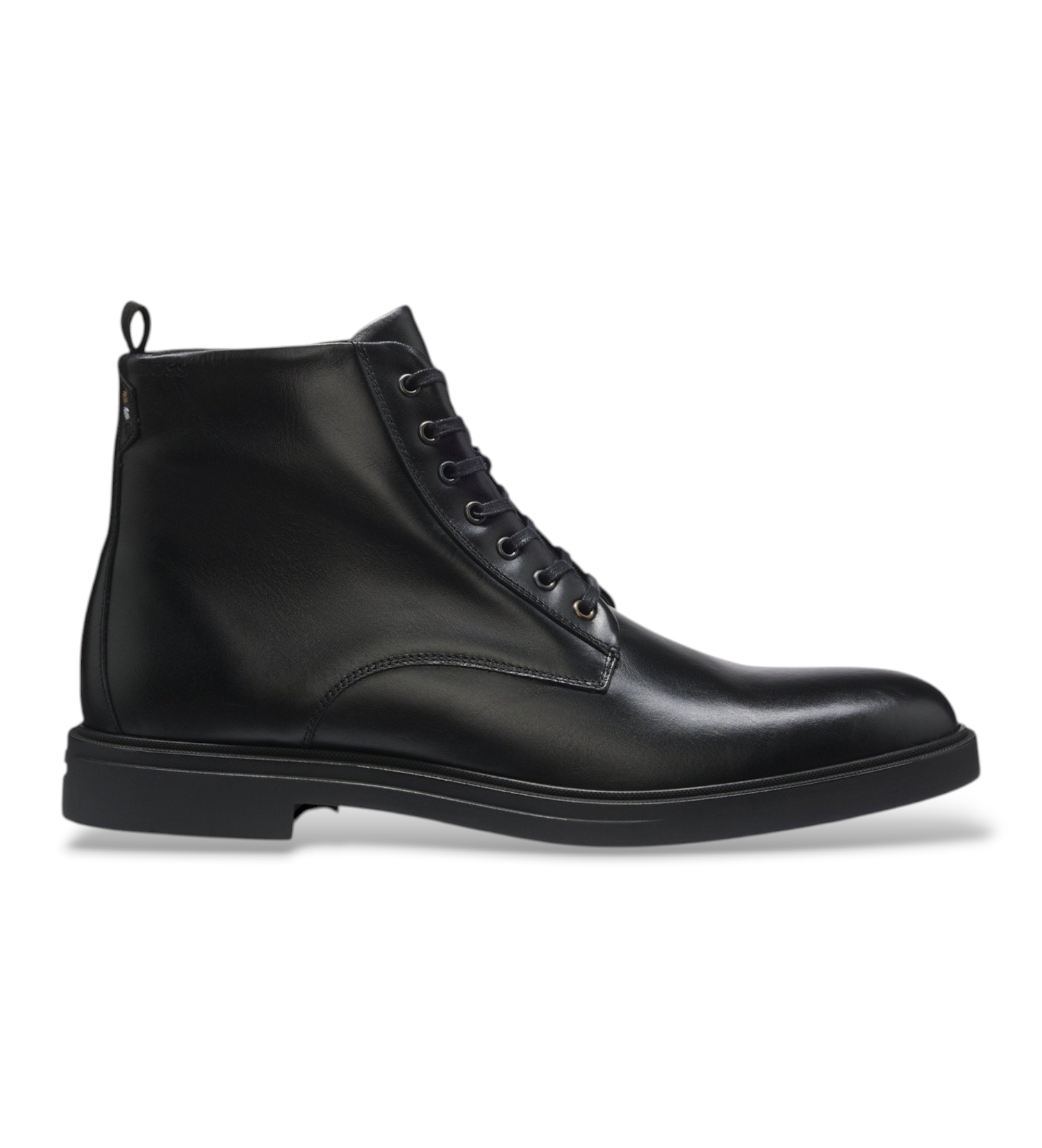 BOSS für Herren. 50573364 Schwarze Lederstiefeletten Calev (41), Wohnung, Schnürsenkel, Lässig