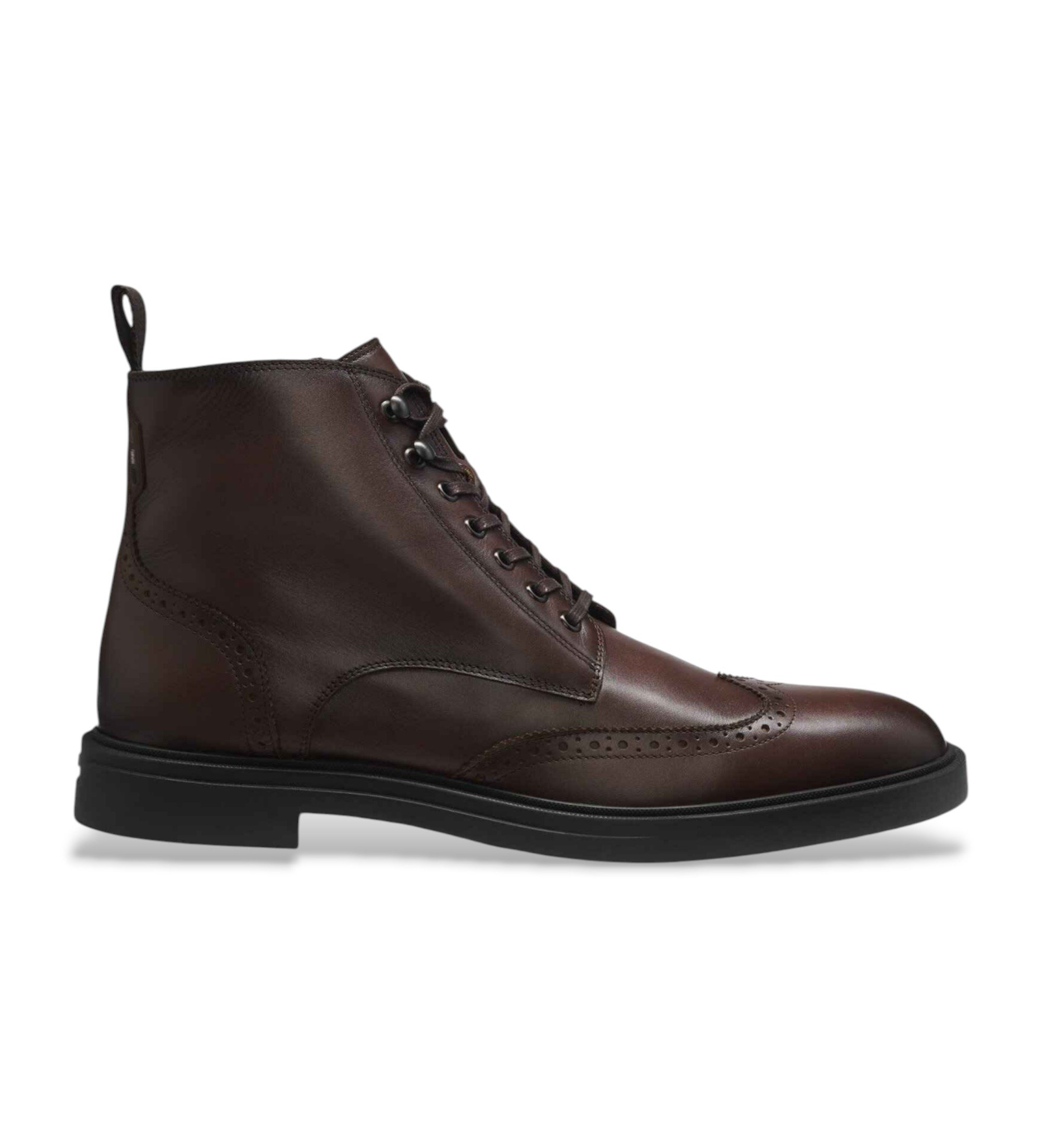 BOSS für Herren. 50552551 Braune Lederstiefeletten mit durchbrochenen Details (41), Wohnung, Reißverschluss, Lässig