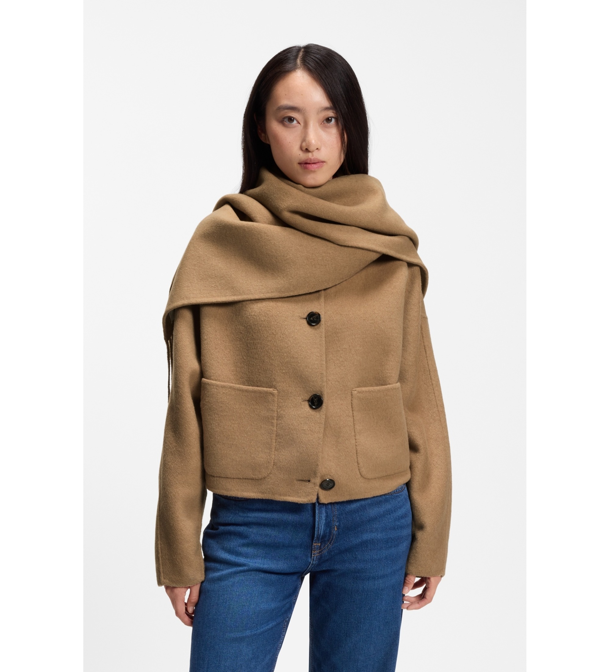 BOSS für Damen. 50568510 Braune Cafrina Jacke (38), Lässig, Polyester