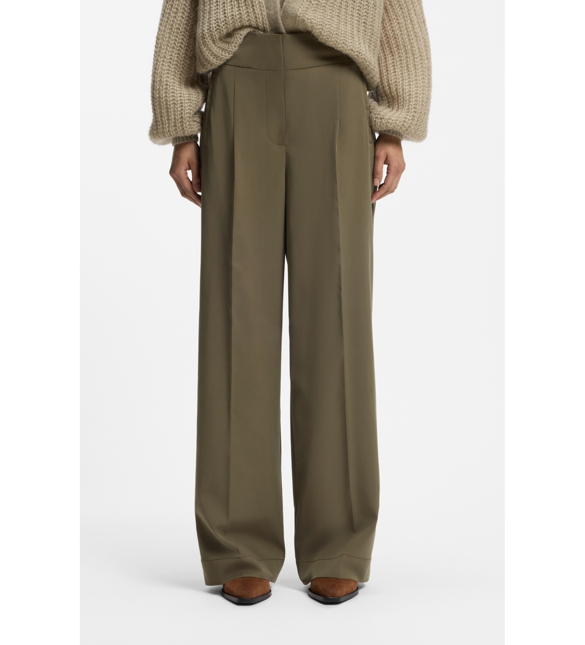 BOSS für Damen. 50558096 Hose Tarima olivgrün (42), Lässig, Klassisch, Viskose
